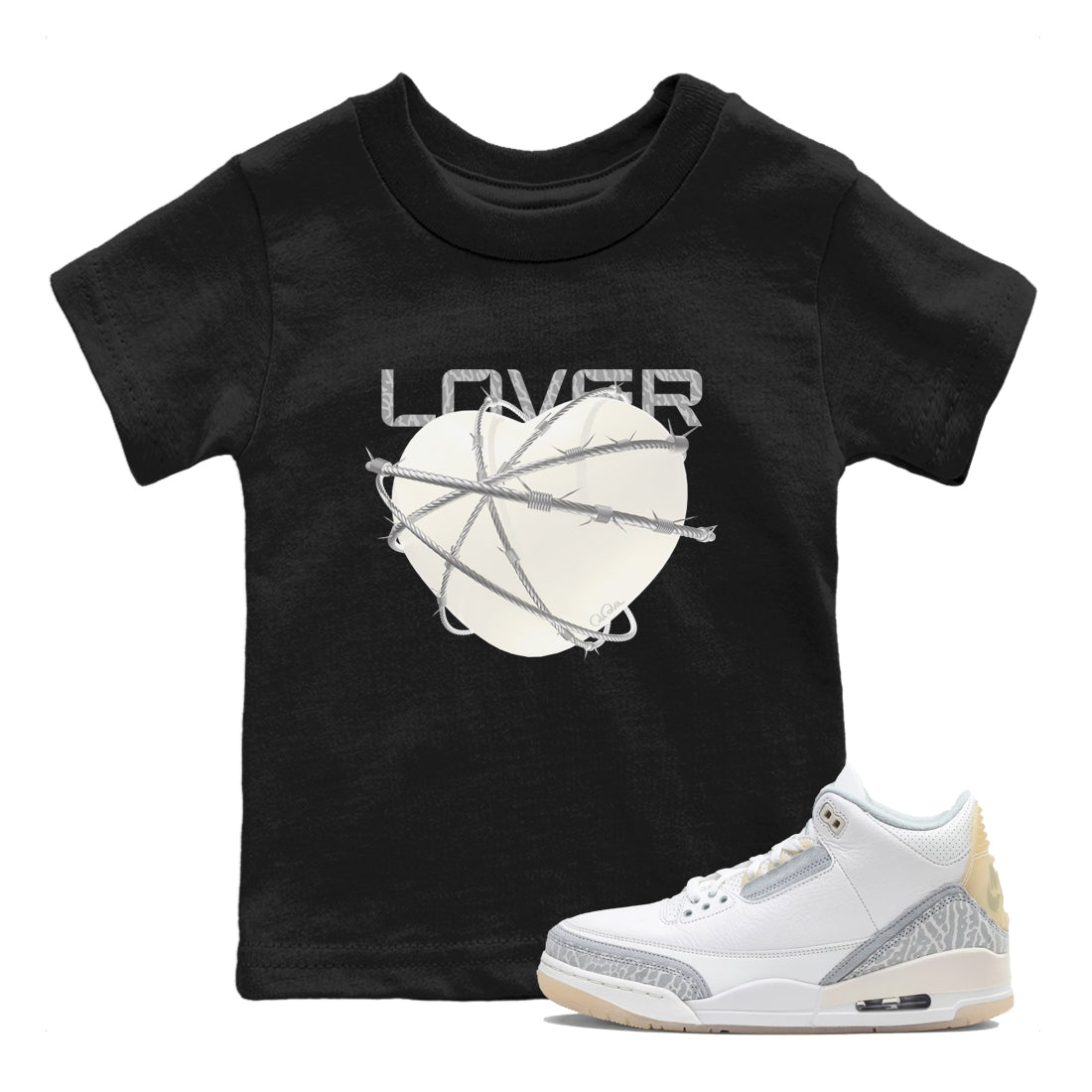 3s Ivory shirt to match jordans Heart Lover sneaker tees Air Jordan 3 Ivory Drip Gear Zone baby toddler Black 1 cotton Shirt