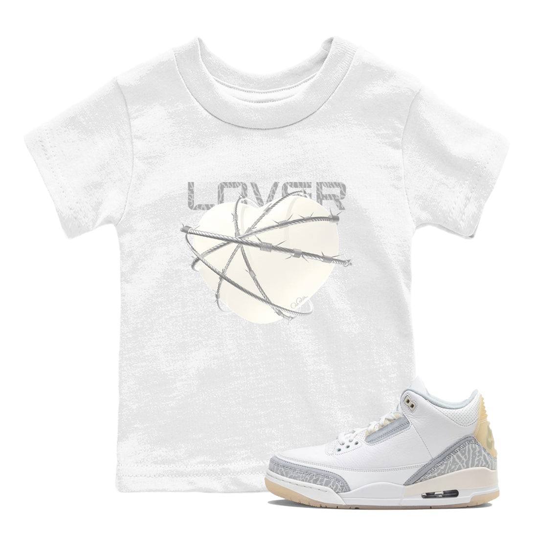 3s Ivory shirt to match jordans Heart Lover sneaker tees Air Jordan 3 Ivory Drip Gear Zone baby toddler White 1 cotton Shirt