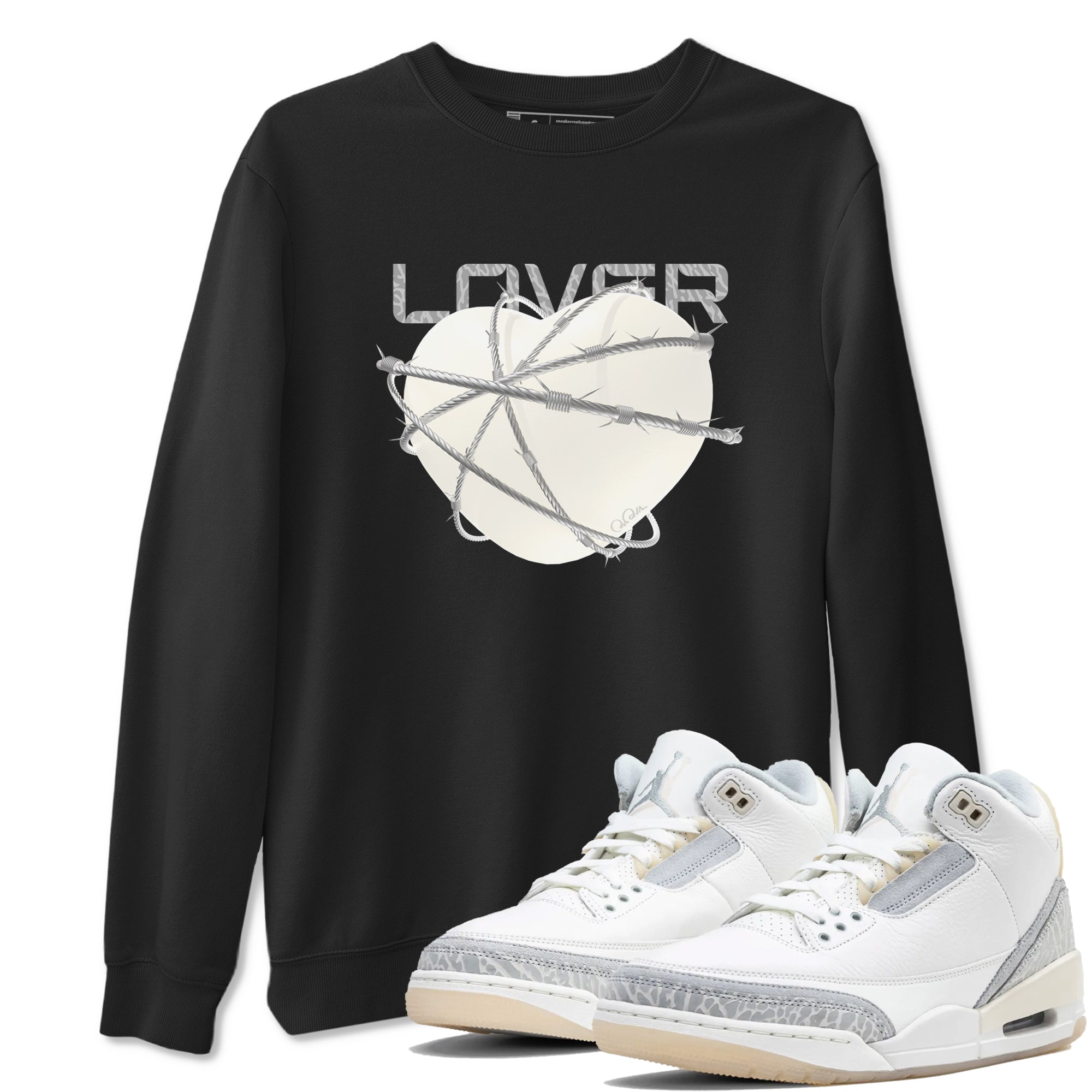 3s Ivory shirt to match jordans Heart Lover sneaker tees Air Jordan 3 Ivory Drip Gear Zone unisex cotton Black 1 crew neck shirt