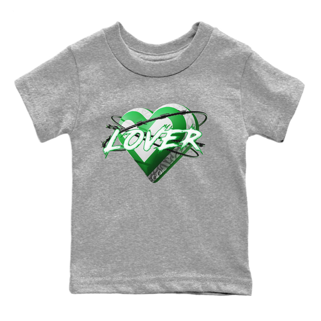 Air Jordan 3 Lucky Green Sneaker Match Tees Heart Lover Streetwear Sneaker Shirt AJ3 Lucky Green Sneaker Release Tees Kids Shirts Heather Grey 2