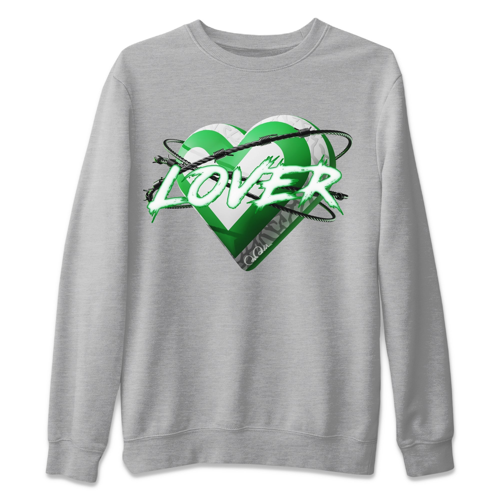 Air Jordan 3 Lucky Green Sneaker Match Tees Heart Lover Streetwear Sneaker Shirt AJ3 Lucky Green Sneaker Release Tees Unisex Shirts Heather Grey 2