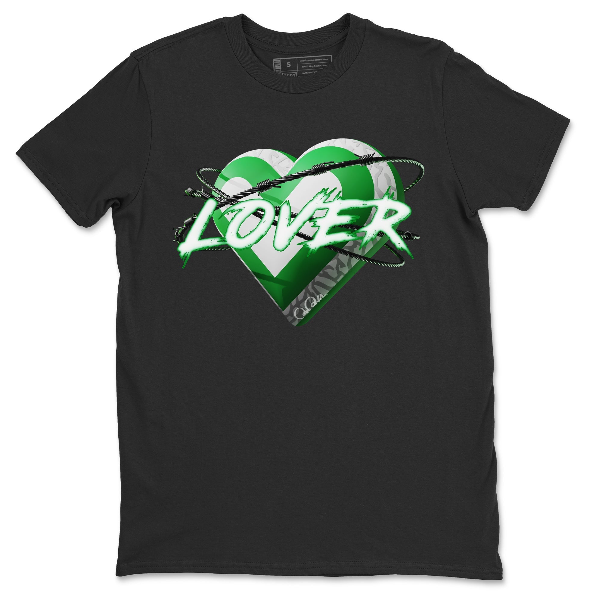 Air Jordan 3 Lucky Green Sneaker Match Tees Heart Lover Streetwear Sneaker Shirt AJ3 Lucky Green Sneaker Release Tees Unisex Shirts Black 2
