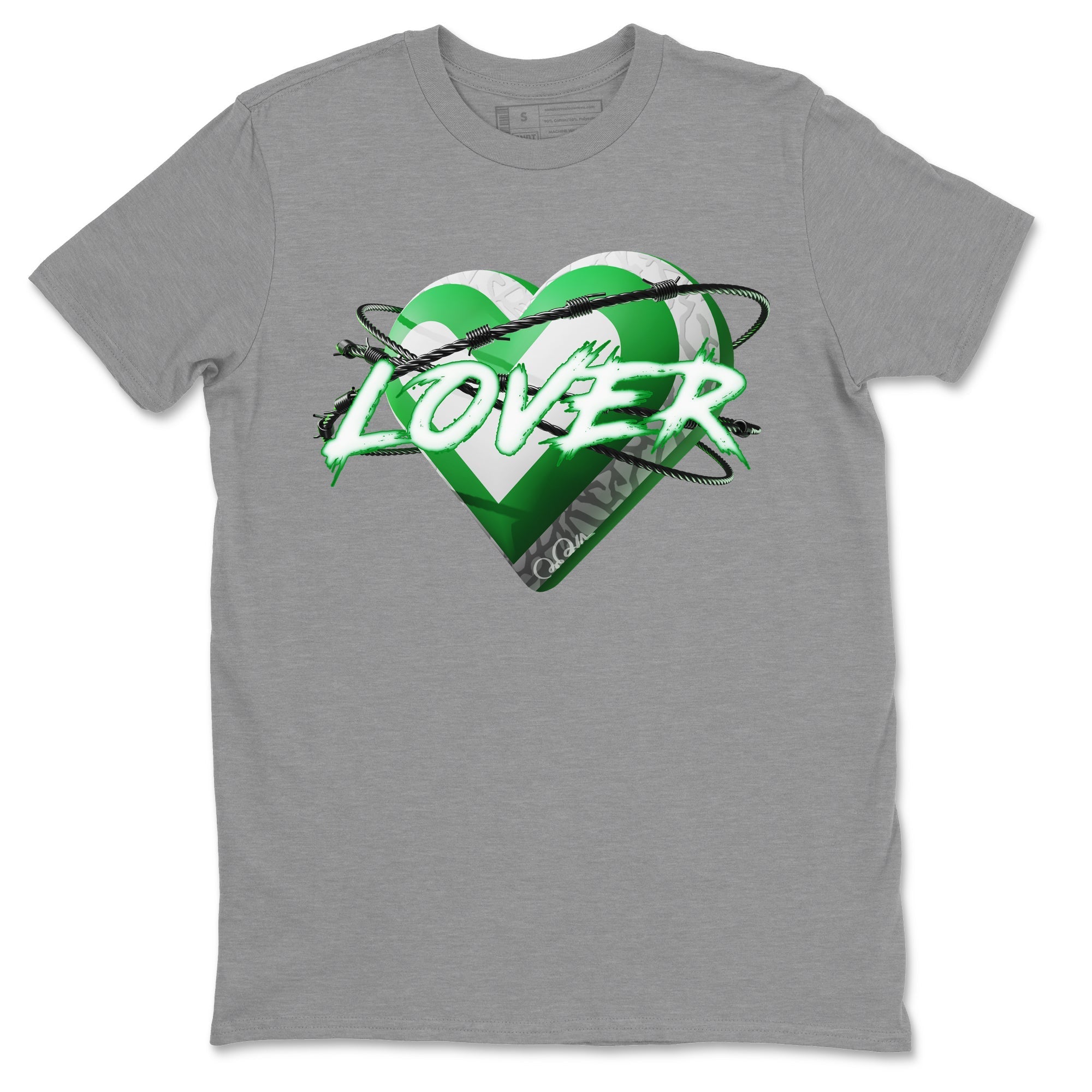 Air Jordan 3 Lucky Green Sneaker Match Tees Heart Lover Streetwear Sneaker Shirt AJ3 Lucky Green Sneaker Release Tees Unisex Shirts Heather Grey 2