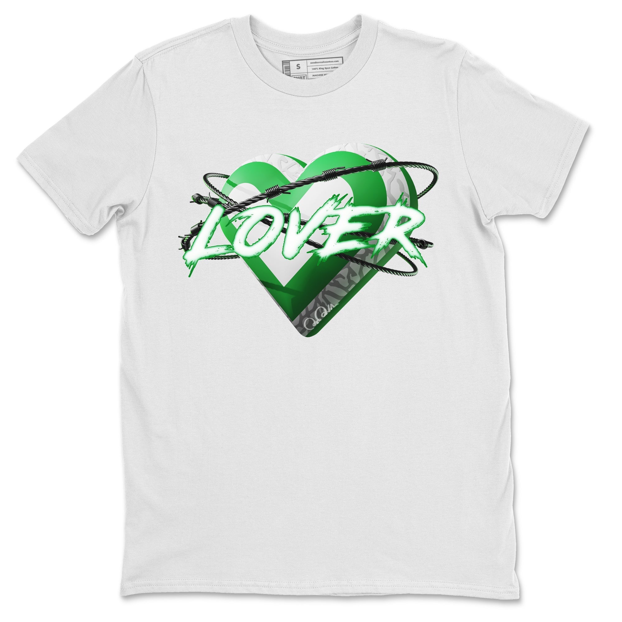 Air Jordan 3 Lucky Green Sneaker Match Tees Heart Lover Streetwear Sneaker Shirt AJ3 Lucky Green Sneaker Release Tees Unisex Shirts White 2