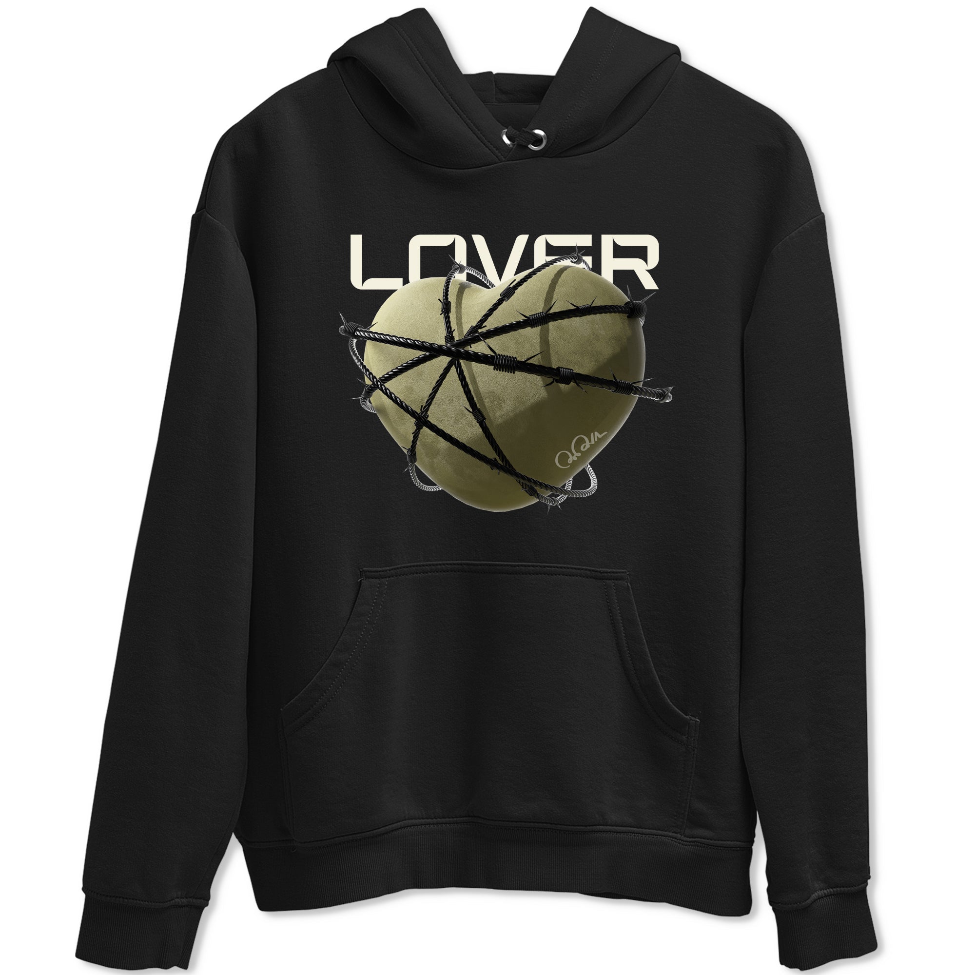 Air Jordan 4 Medium Olive shirt to match jordans streetwear brand Heart Lover sneaker tees AJ4Medium Olive Drip Gear Zone Unisex Black 2 T-Shirt