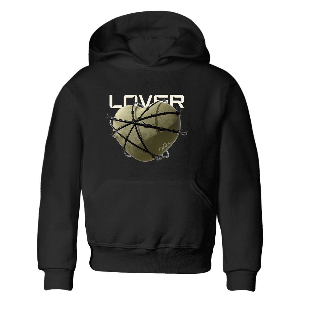 Air Jordan 4 Medium Olive shirt to match jordans streetwear brand Heart Lover sneaker tees AJ4Medium Olive Drip Gear Zone Baby Toddler Black 2 T-Shirt