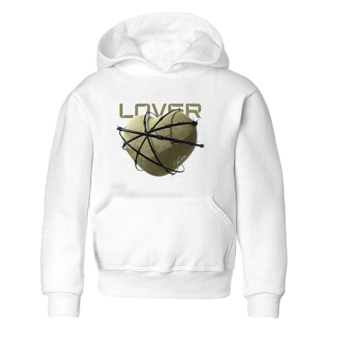 Air Jordan 4 Medium Olive shirt to match jordans streetwear brand Heart Lover sneaker tees AJ4Medium Olive Drip Gear Zone Baby Toddler White 2 T-Shirt
