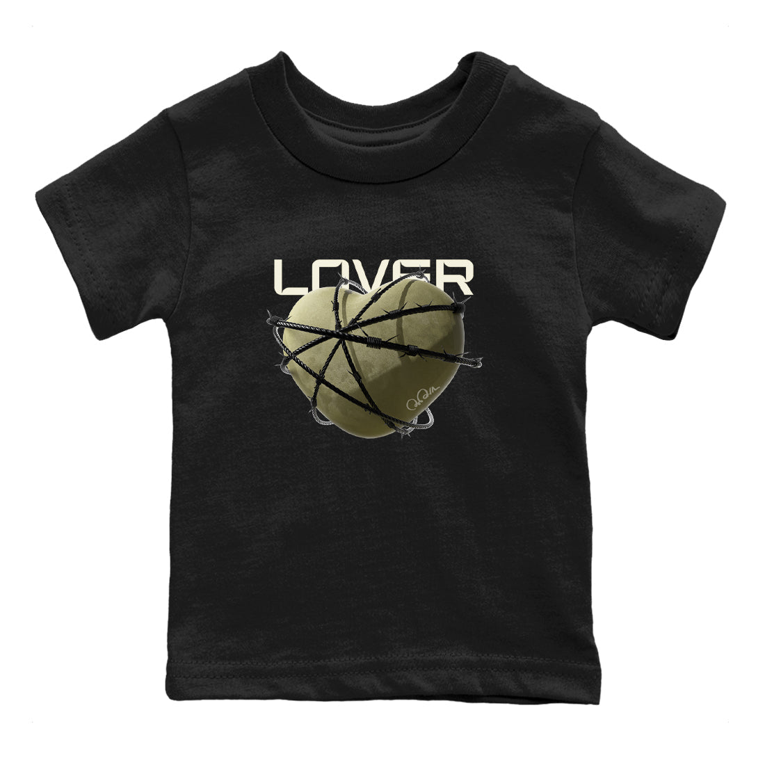 Air Jordan 4 Medium Olive shirt to match jordans streetwear brand Heart Lover sneaker tees AJ4Medium Olive Drip Gear Zone Baby Toddler Black 2 T-Shirt