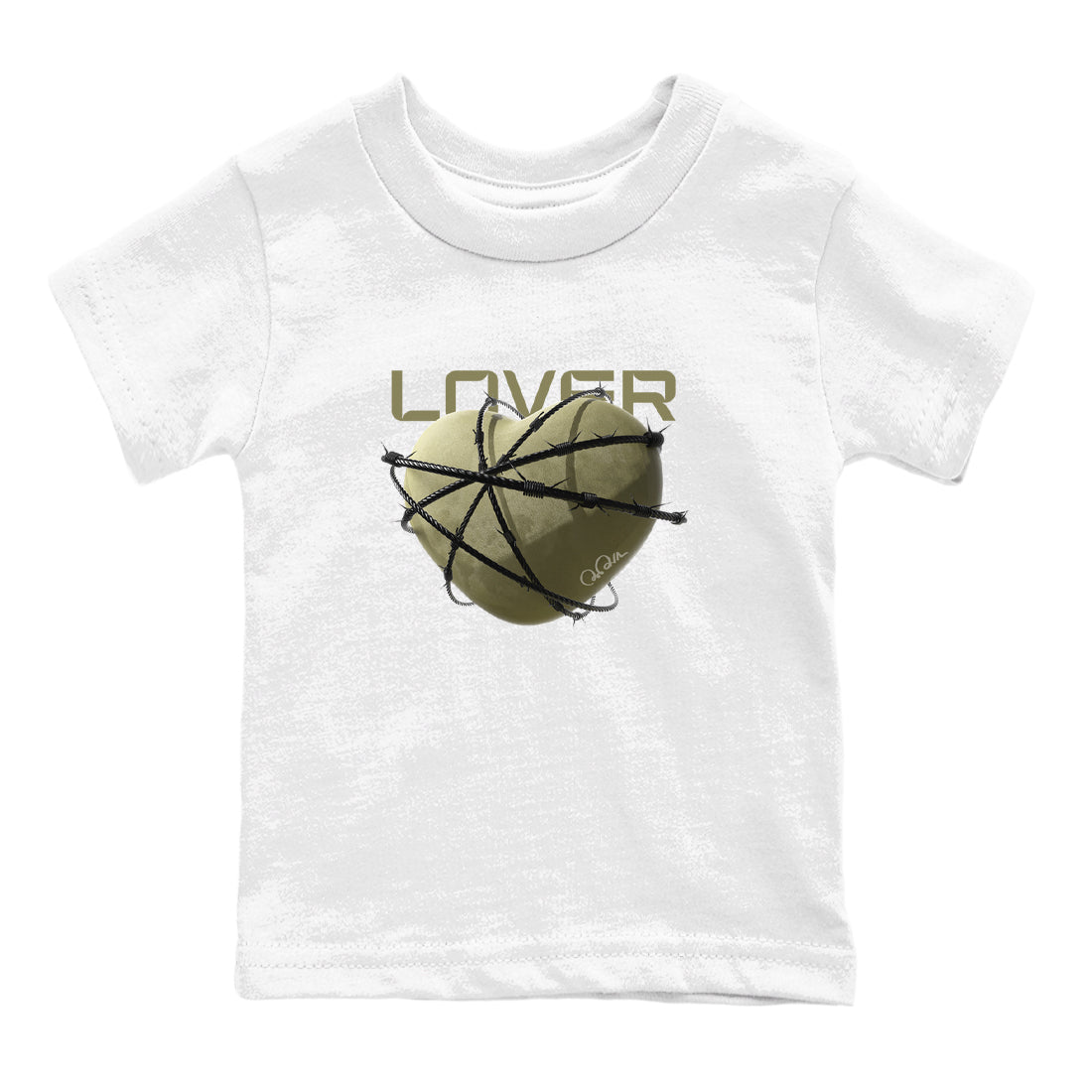 Air Jordan 4 Medium Olive shirt to match jordans streetwear brand Heart Lover sneaker tees AJ4Medium Olive Drip Gear Zone Baby Toddler White 2 T-Shirt