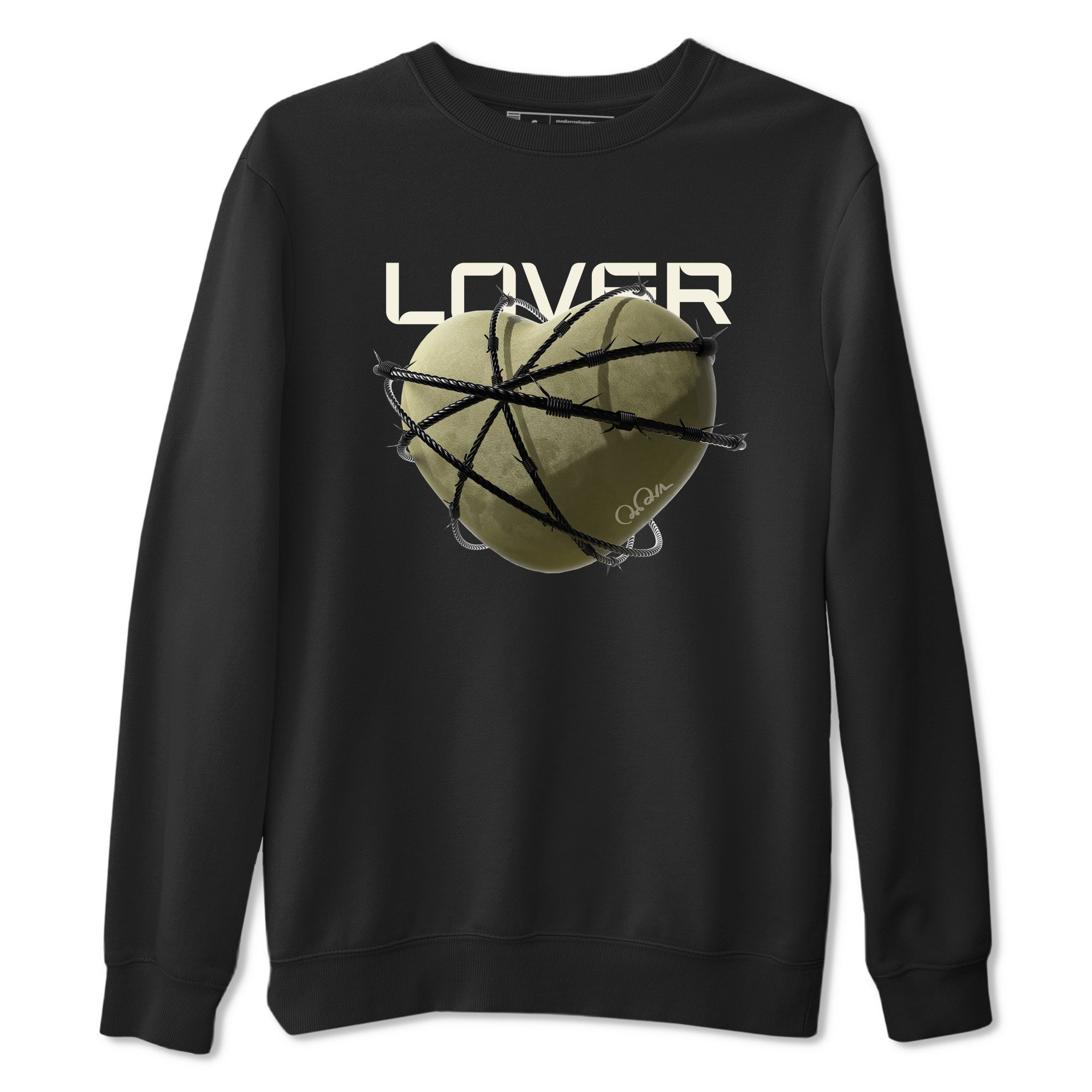 Air Jordan 4 Medium Olive shirt to match jordans streetwear brand Heart Lover sneaker tees AJ4Medium Olive Drip Gear Zone Unisex Black 2 T-Shirt