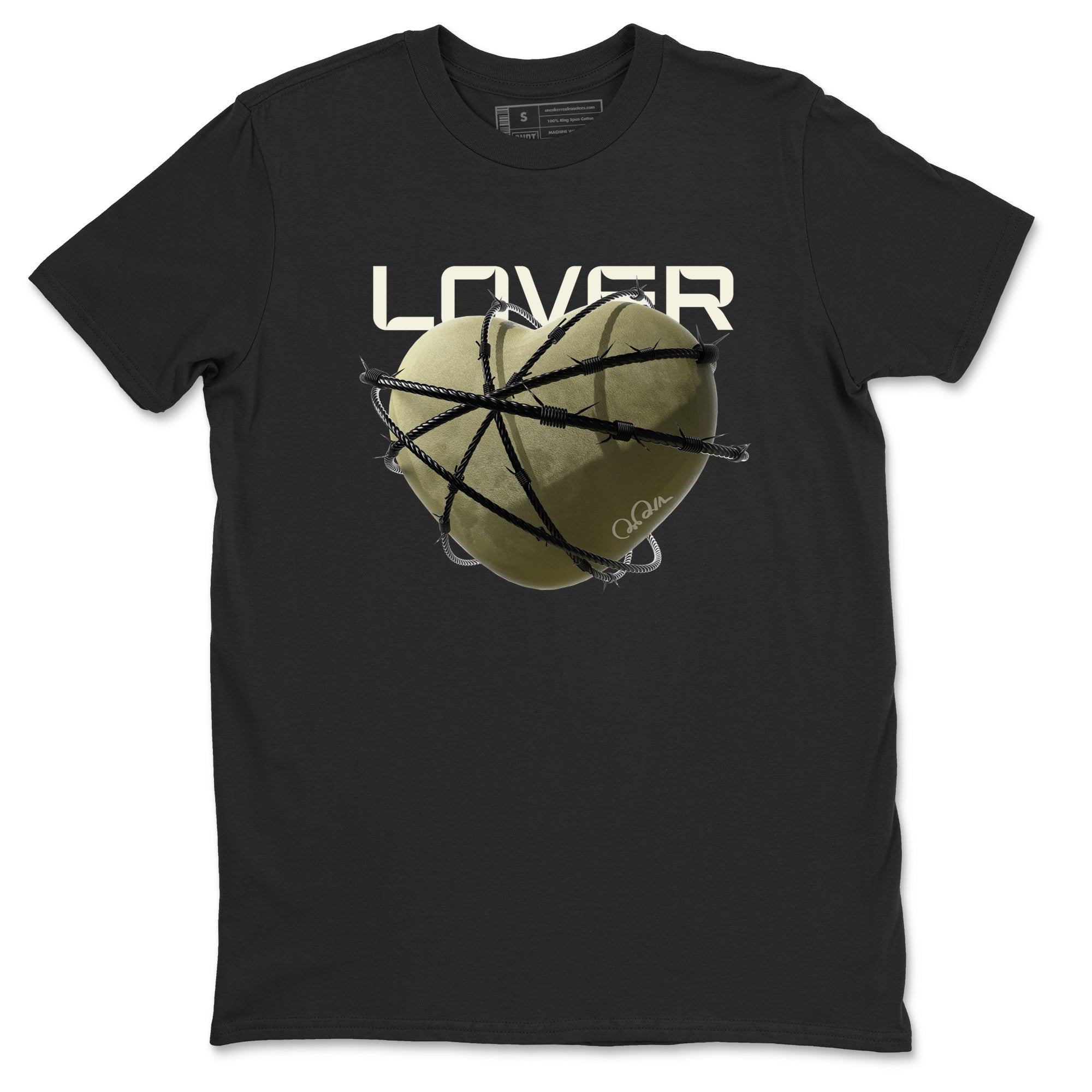 Air Jordan 4 Medium Olive shirt to match jordans streetwear brand Heart Lover sneaker tees AJ4Medium Olive Drip Gear Zone Unisex Black 2 T-Shirt