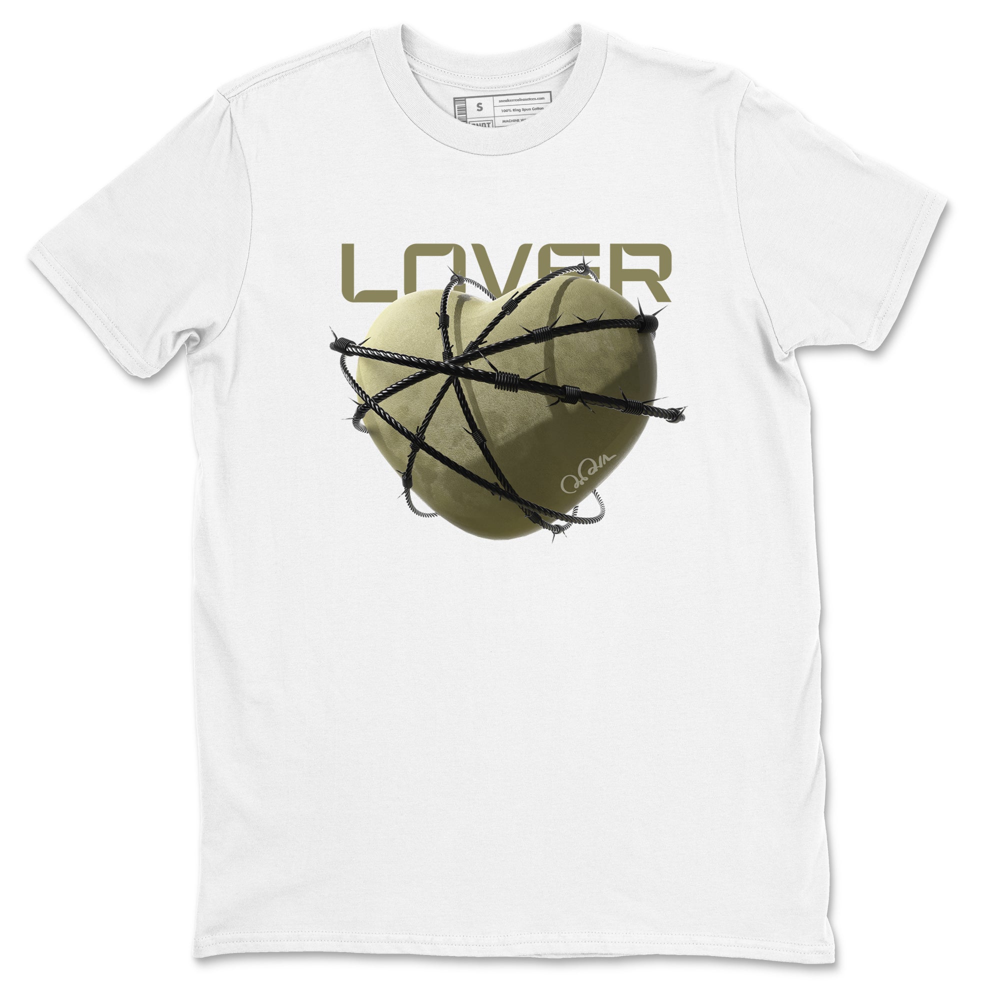 Air Jordan 4 Medium Olive shirt to match jordans streetwear brand Heart Lover sneaker tees AJ4Medium Olive Drip Gear Zone Unisex White 2 T-Shirt