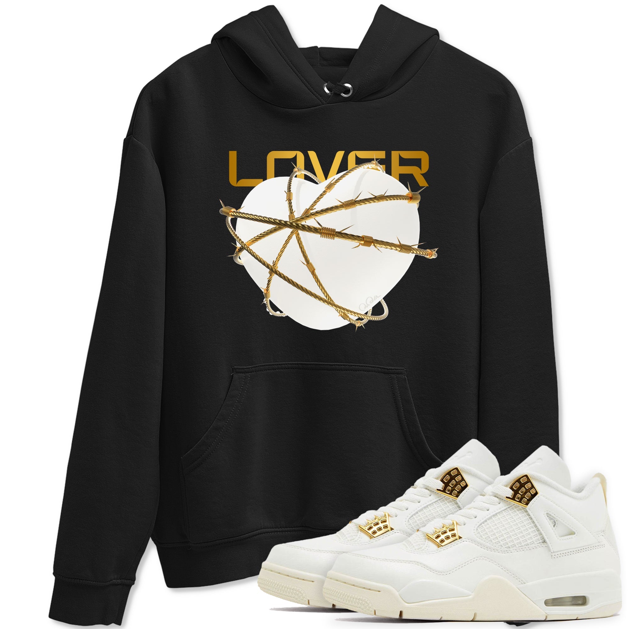 4s Sail 2024 shirt to match jordans Heart Lover sneaker tees Air Jordan 4 Sail 2024 Drip Gear Zone unisex cotton Black 1 crew neck shirt