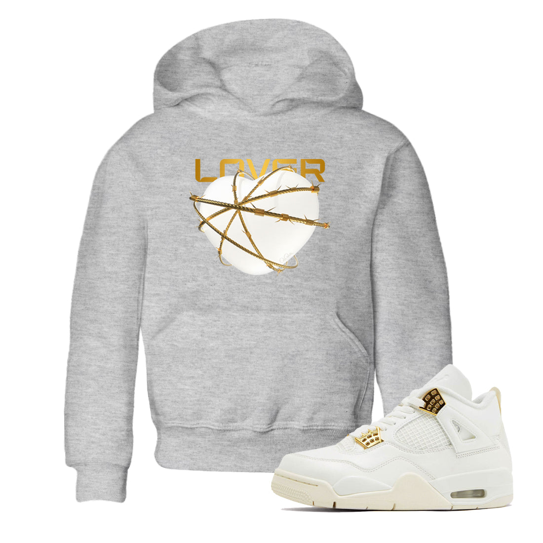 4s Sail 2024 shirt to match jordans Heart Lover sneaker tees Air Jordan 4 Sail 2024 Drip Gear Zone baby toddler Heather Grey 1 cotton Shirt