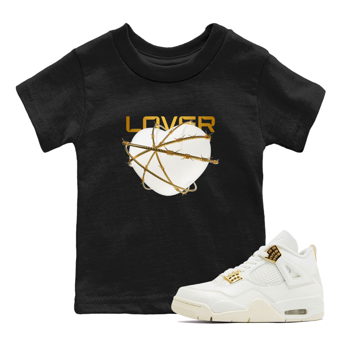 4s Sail 2024 shirt to match jordans Heart Lover sneaker tees Air Jordan 4 Sail 2024 Drip Gear Zone baby toddler Black 1 cotton Shirt