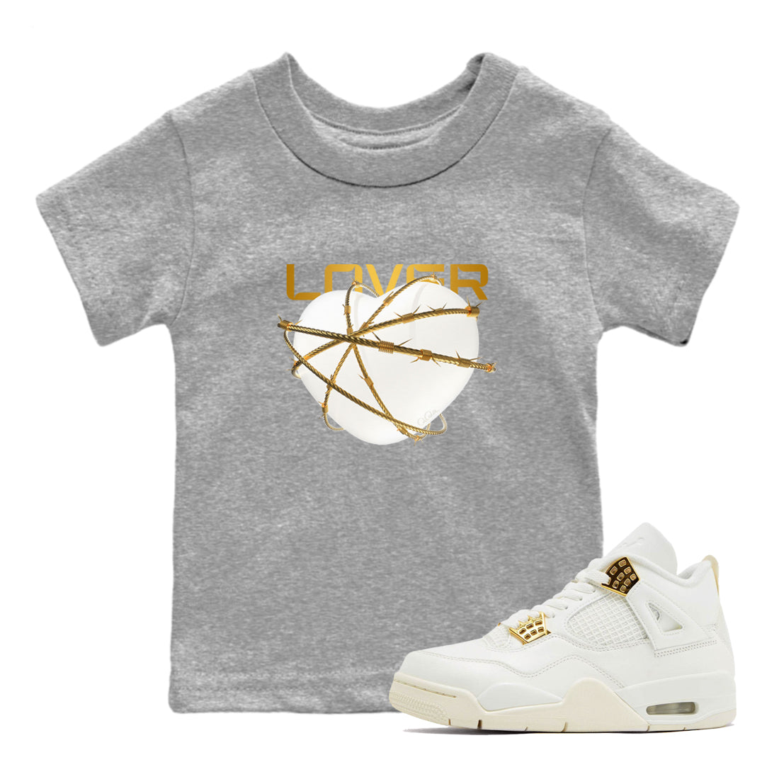 4s Sail 2024 shirt to match jordans Heart Lover sneaker tees Air Jordan 4 Sail 2024 Drip Gear Zone baby toddler Heather Grey 1 cotton Shirt