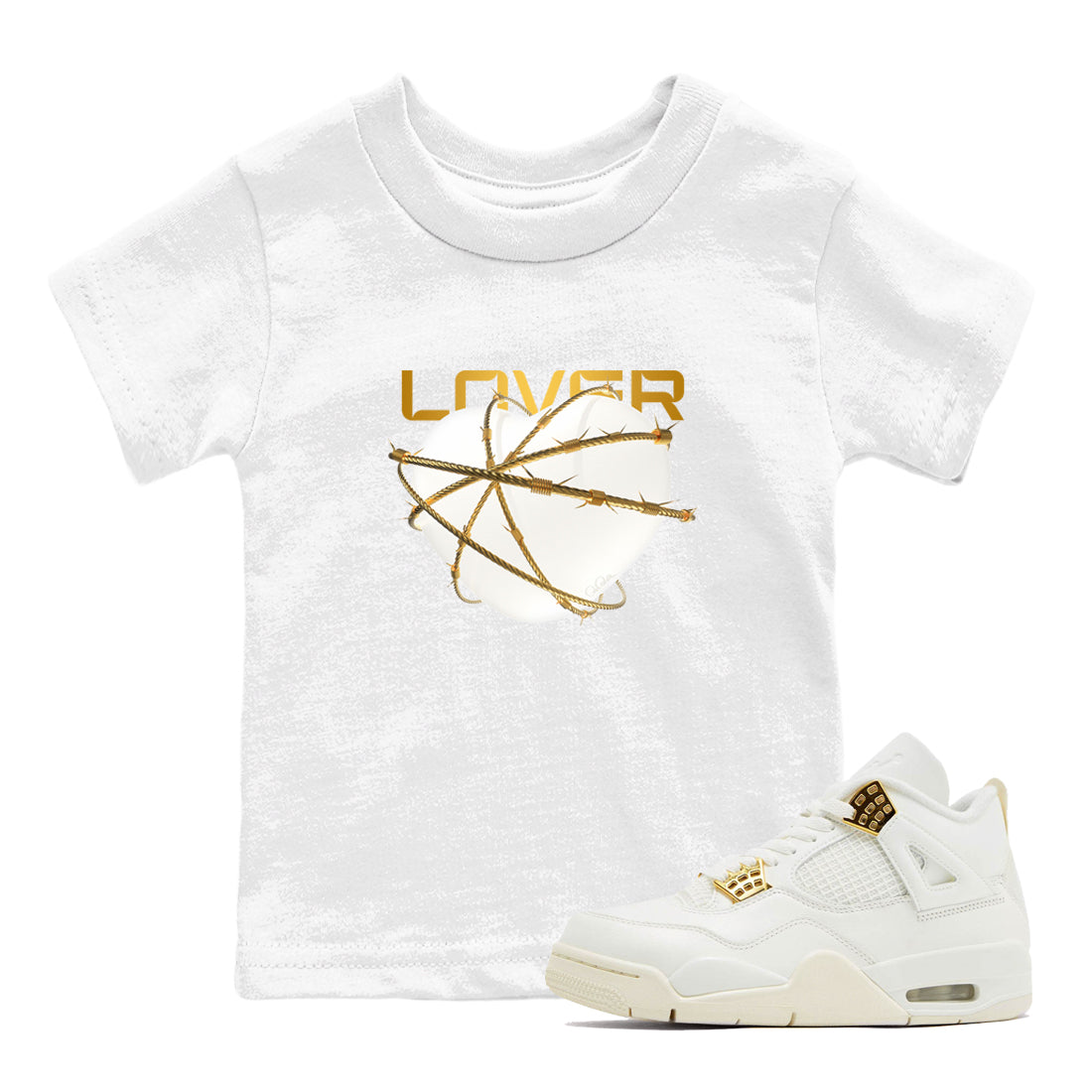 4s Sail 2024 shirt to match jordans Heart Lover sneaker tees Air Jordan 4 Sail 2024 Drip Gear Zone baby toddler White 1 cotton Shirt