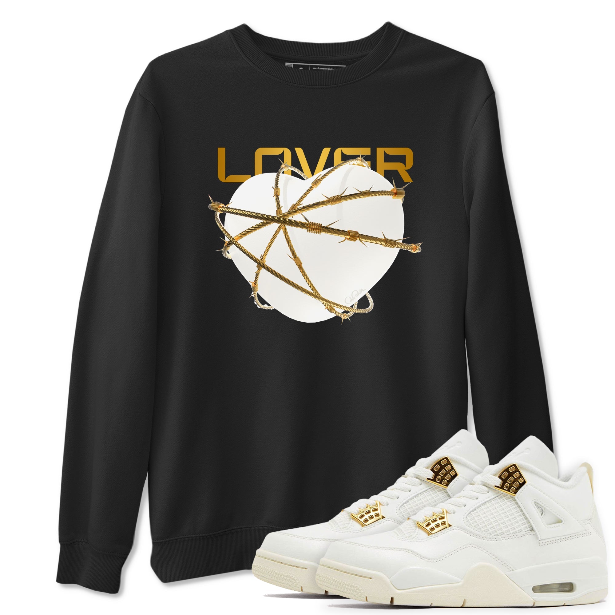 4s Sail 2024 shirt to match jordans Heart Lover sneaker tees Air Jordan 4 Sail 2024 Drip Gear Zone unisex cotton Black 1 crew neck shirt