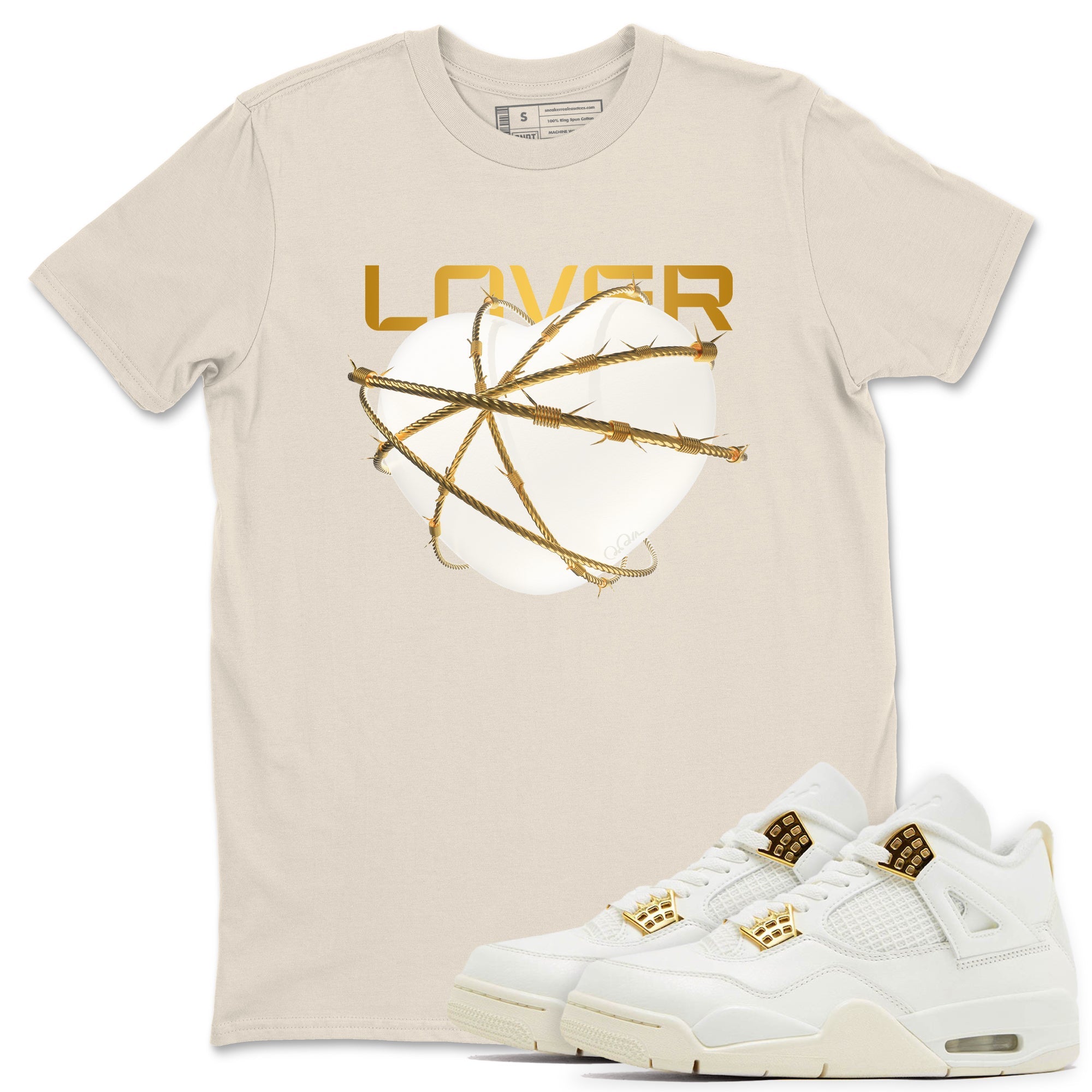 4s Sail 2024 shirt to match jordans Heart Lover sneaker tees Air Jordan 4 Sail 2024 Drip Gear Zone unisex cotton Natural 1 crew neck shirt