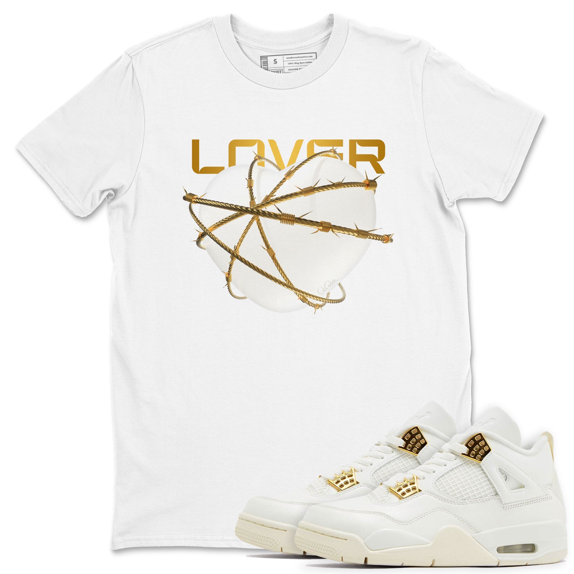 4s Sail 2024 shirt to match jordans Heart Lover sneaker tees Air Jordan 4 Sail 2024 Drip Gear Zone unisex cotton White 1 crew neck shirt