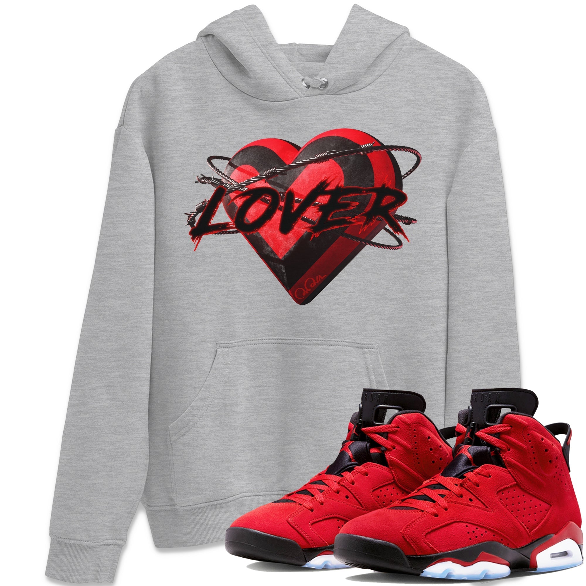 Air Jordan 6 Toro Bravo Sneaker Match Tees Heart Lover Streetwear Sneaker Shirt 3D Graphic Design Shirts AJ6 Toro Bravo Sneaker Release Tees Unisex Shirts Heather Grey 1
