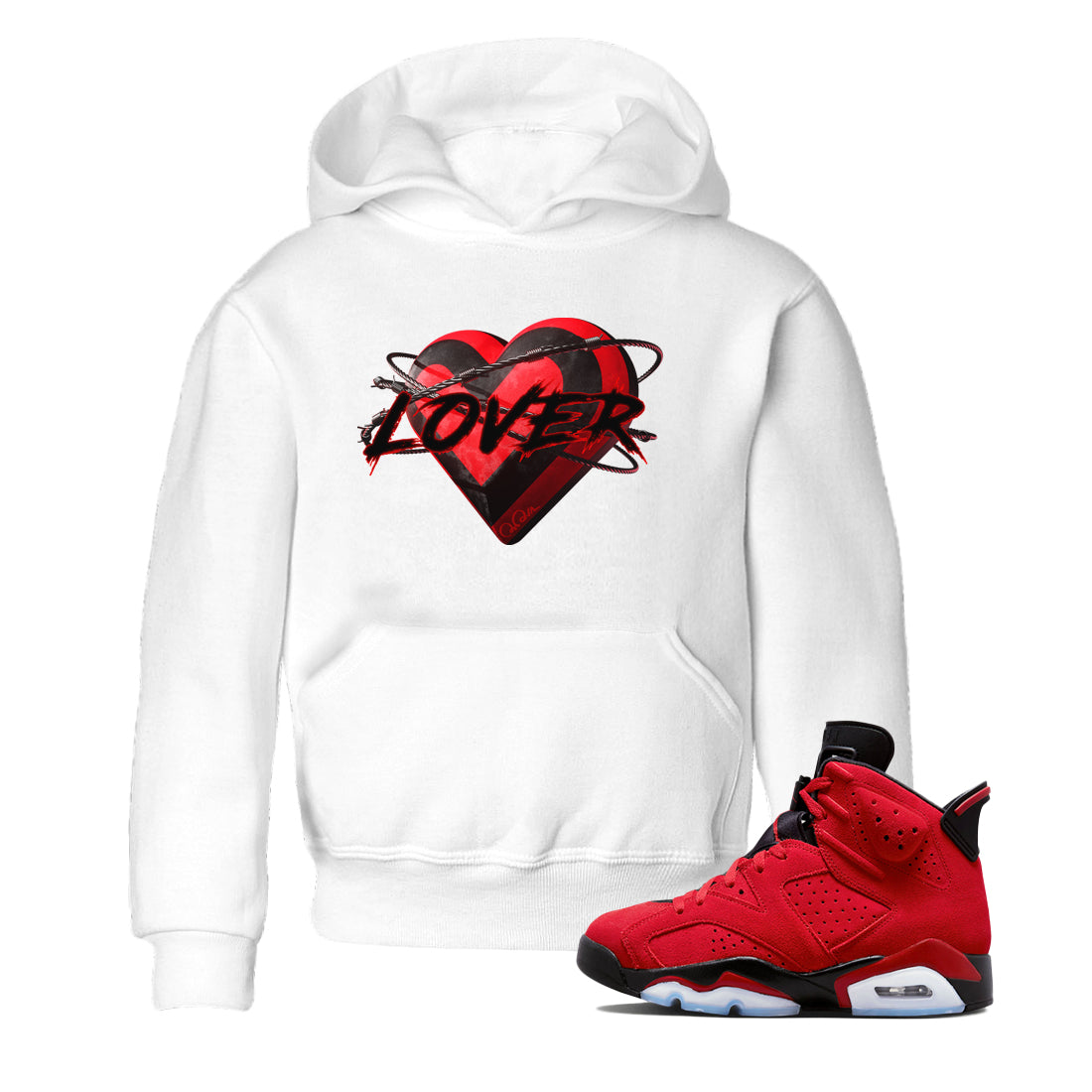 Air Jordan 6 Toro Bravo Sneaker Match Tees Heart Lover Streetwear Sneaker Shirt 3D Graphic Design Shirts AJ6 Toro Bravo Sneaker Release Tees Kids Shirts White 1