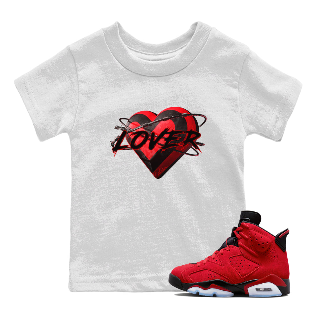 Air Jordan 6 Toro Bravo Sneaker Match Tees Heart Lover Streetwear Sneaker Shirt 3D Graphic Design Shirts AJ6 Toro Bravo Sneaker Release Tees Kids Shirts White 1