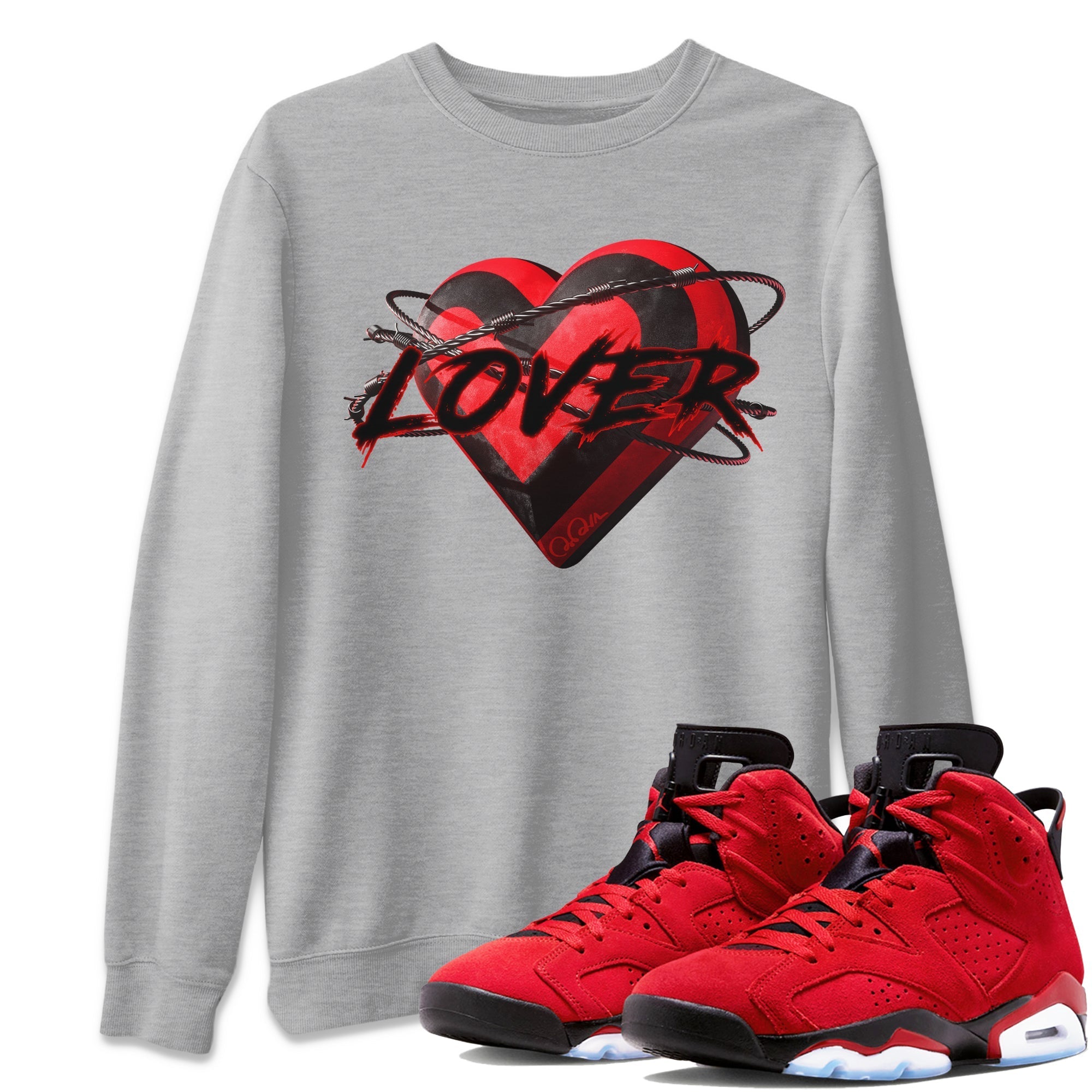 Air Jordan 6 Toro Bravo Sneaker Match Tees Heart Lover Streetwear Sneaker Shirt 3D Graphic Design Shirts AJ6 Toro Bravo Sneaker Release Tees Unisex Shirts Heather Grey 1