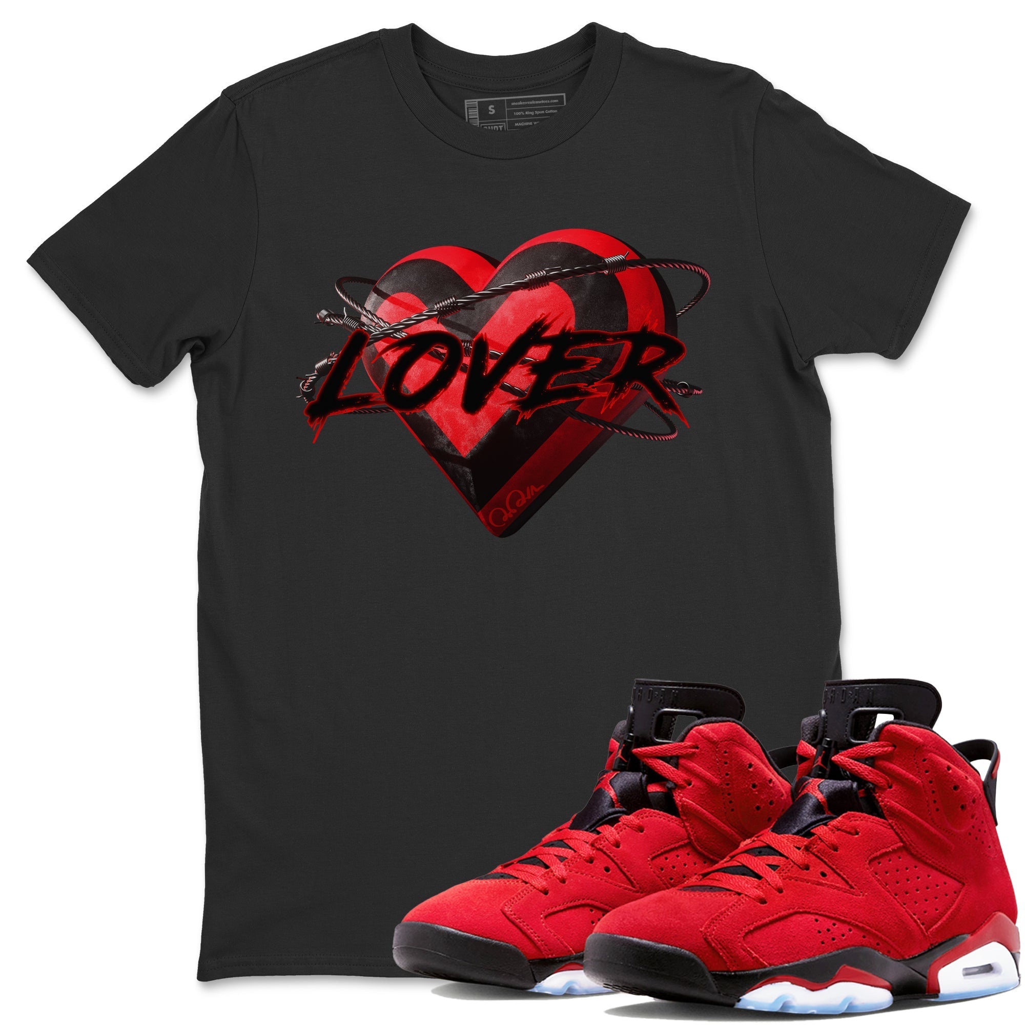 Air Jordan 6 Toro Bravo Sneaker Match Tees Heart Lover Streetwear Sneaker Shirt 3D Graphic Design Shirts AJ6 Toro Bravo Sneaker Release Tees Unisex Shirts Black 1