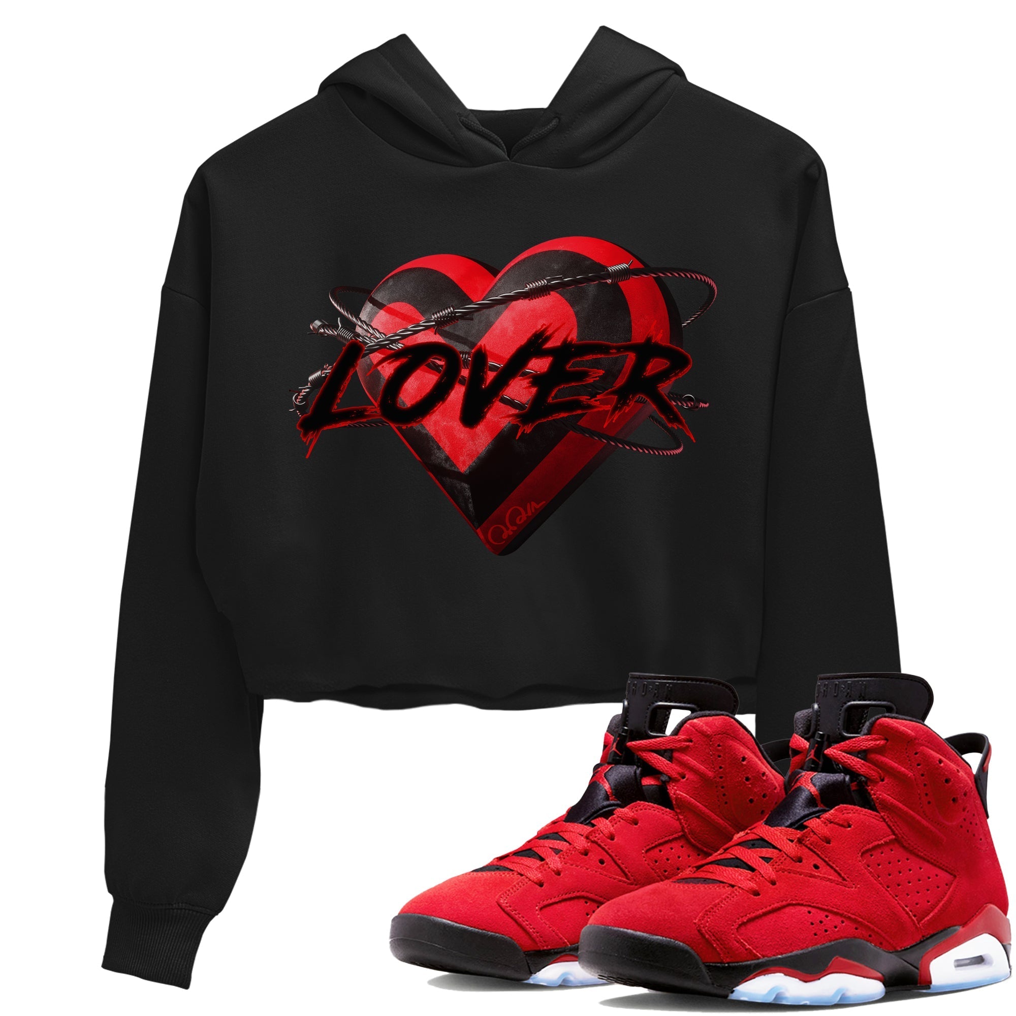 Air Jordan 6 Toro Bravo Sneaker Match Tees Heart Lover Streetwear Sneaker Shirt 3D Graphic Design Shirts AJ6 Toro Bravo Sneaker Release Tees Women's Shirts Black 1