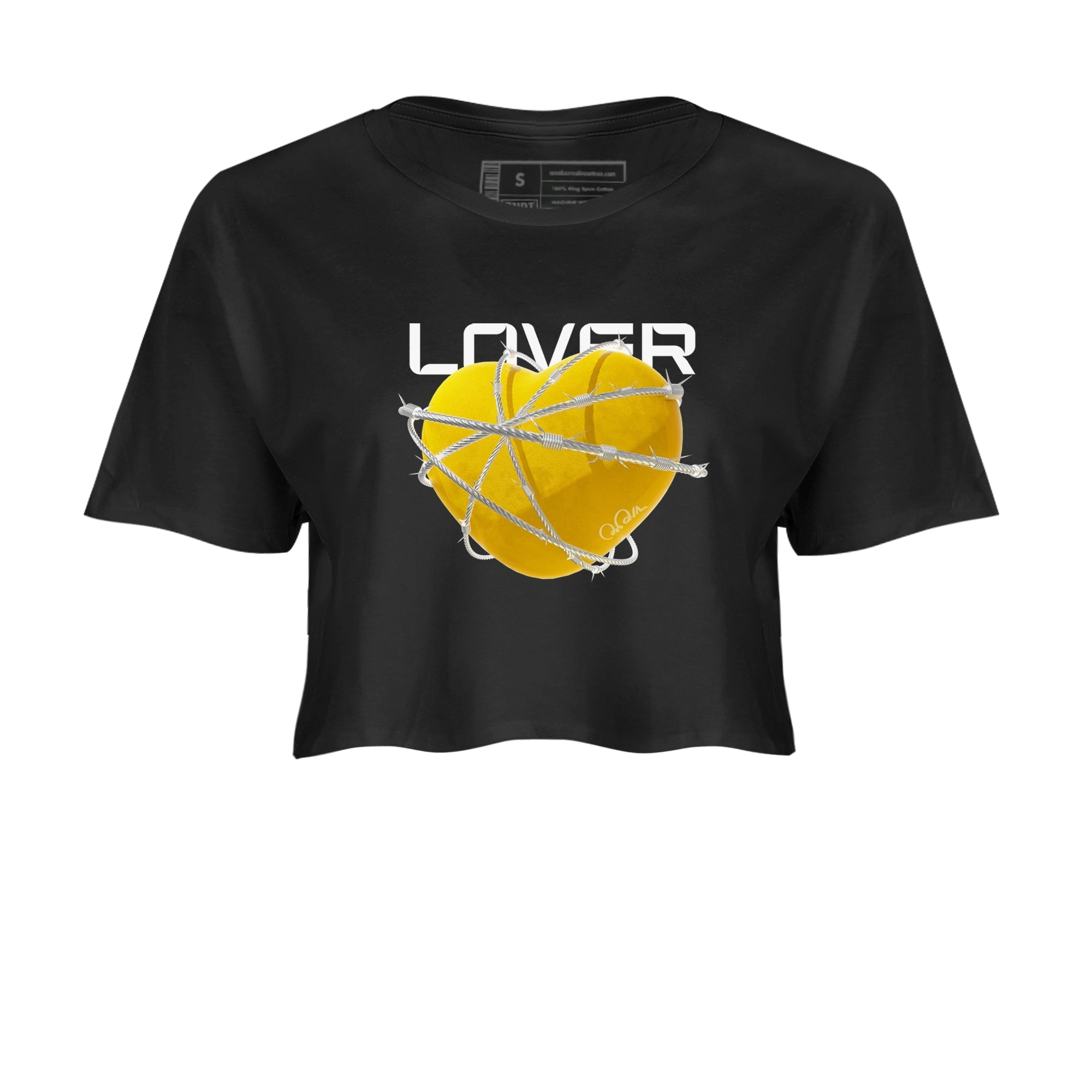 6s Yellow Ochre shirt to match jordans Heart Lover sneaker tees streetwear brand Air Jordan 6 Yellow Ochre Drip Gear Zone Brand Black 2 Crop T-Shirt