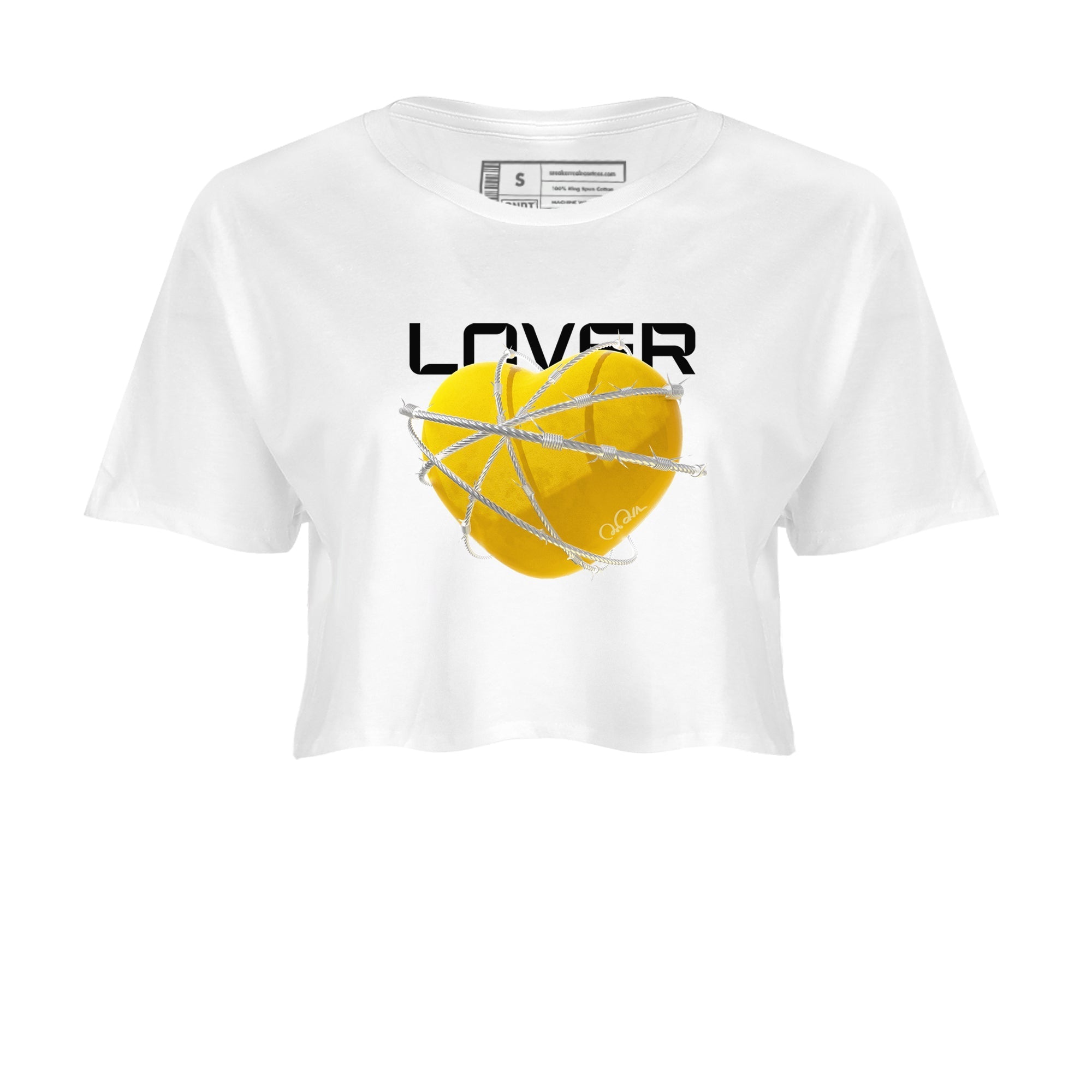 6s Yellow Ochre shirt to match jordans Heart Lover sneaker tees streetwear brand Air Jordan 6 Yellow Ochre Drip Gear Zone Brand White 2 Crop T-Shirt