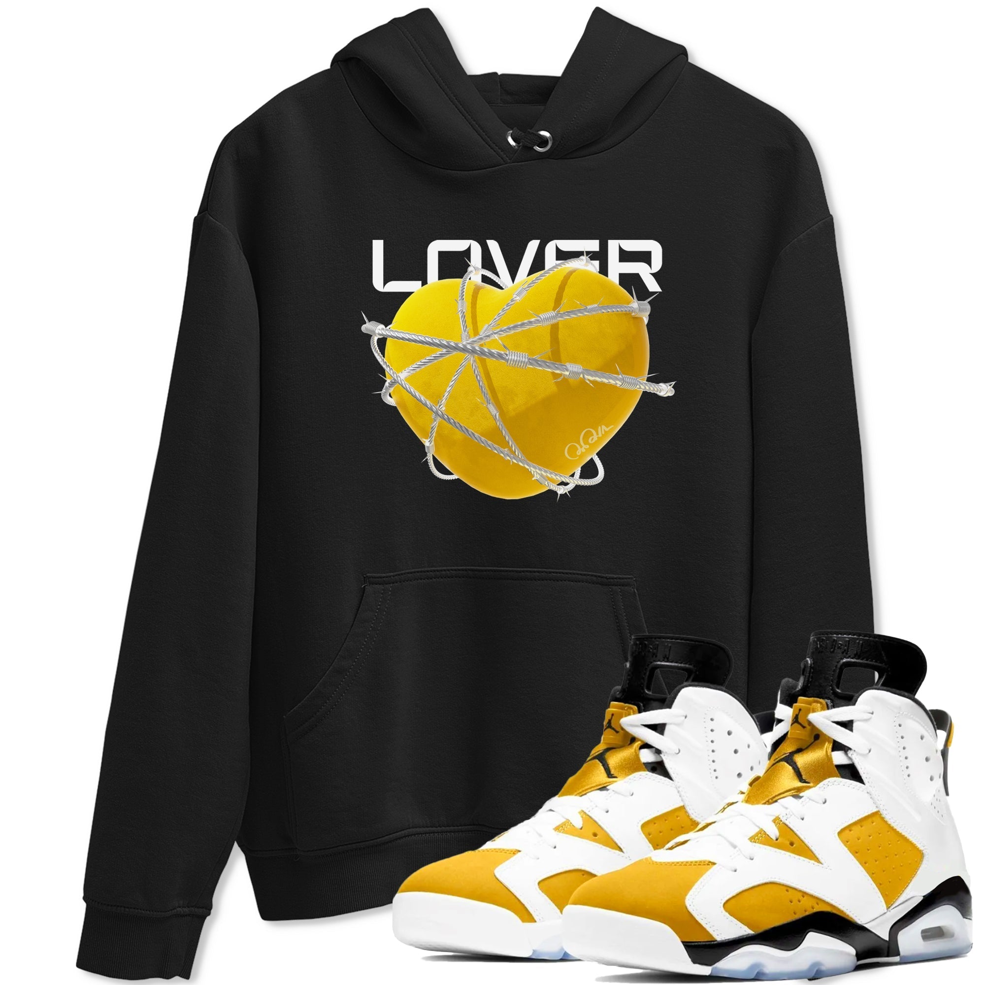 6s Yellow Ochre shirt to match jordans Heart Lover sneaker tees streetwear brand Air Jordan 6 Yellow Ochre Drip Gear Zone Brand Unisex Black 1 T-Shirt