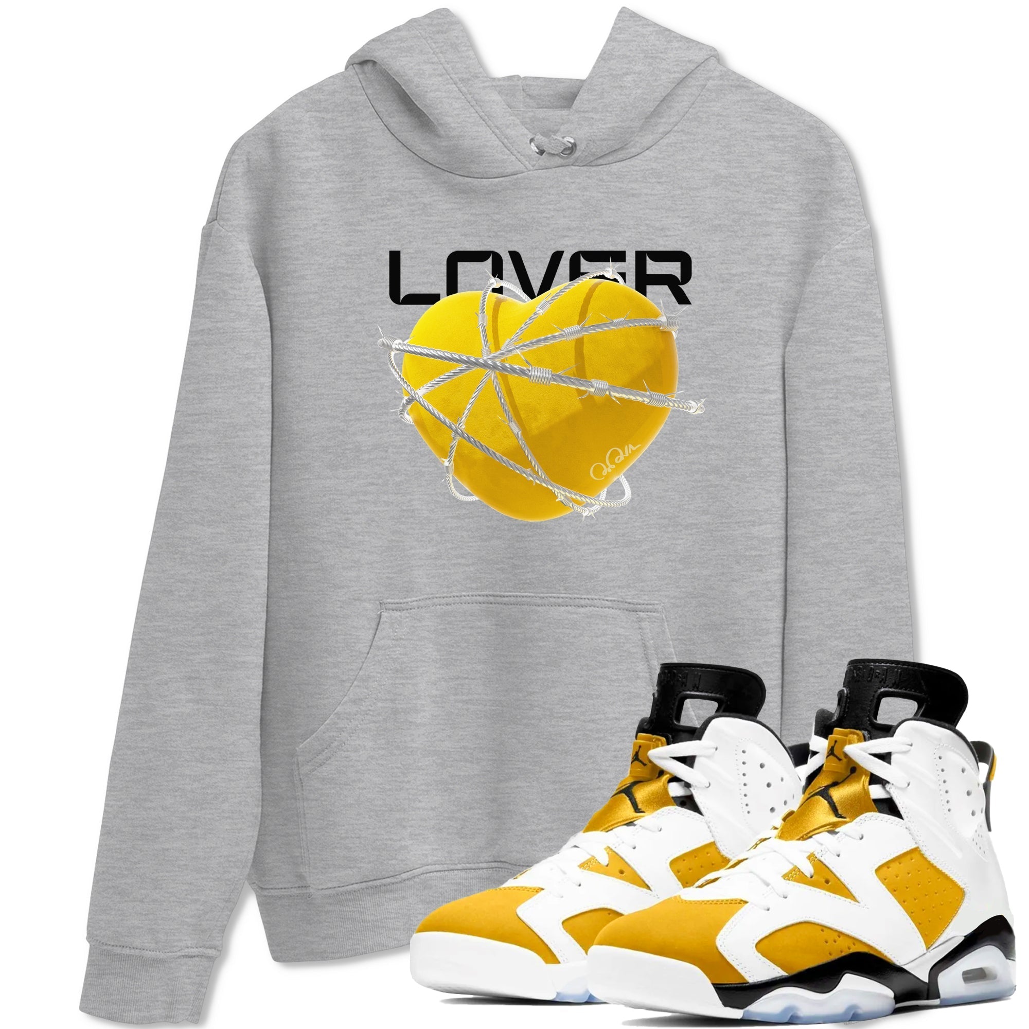 6s Yellow Ochre shirt to match jordans Heart Lover sneaker tees streetwear brand Air Jordan 6 Yellow Ochre Drip Gear Zone Brand Unisex Heather Grey 1 T-Shirt