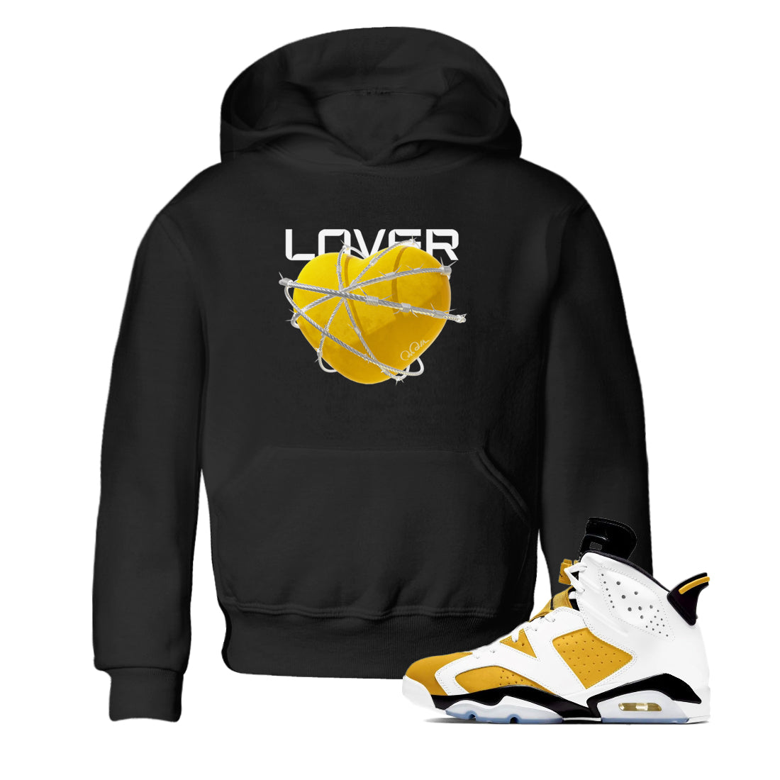 6s Yellow Ochre shirt to match jordans Heart Lover sneaker tees streetwear brand Air Jordan 6 Yellow Ochre Drip Gear Zone Brand Baby Toddler Black 1 T-Shirt
