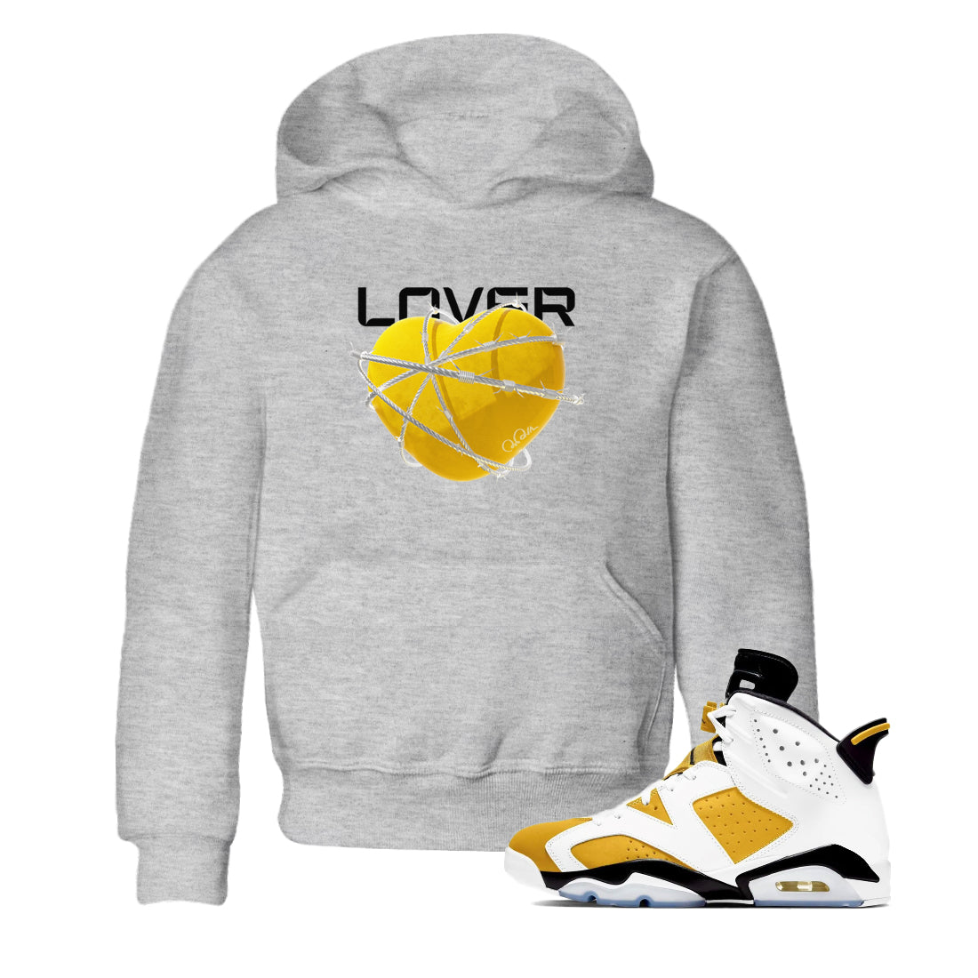 6s Yellow Ochre shirt to match jordans Heart Lover sneaker tees streetwear brand Air Jordan 6 Yellow Ochre Drip Gear Zone Brand Baby Toddler Heather Grey 1 T-Shirt