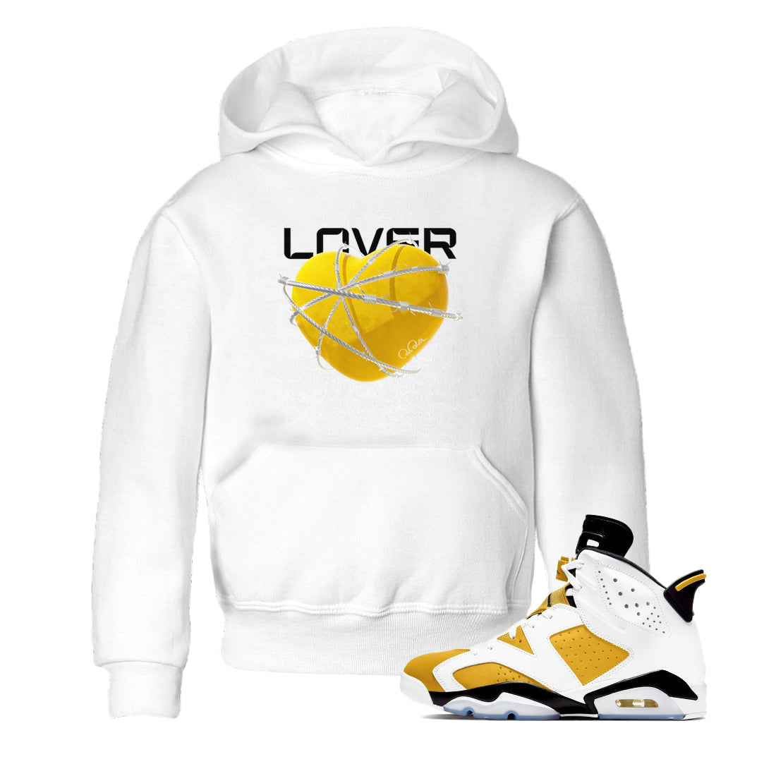 6s Yellow Ochre shirt to match jordans Heart Lover sneaker tees streetwear brand Air Jordan 6 Yellow Ochre Drip Gear Zone Brand Baby Toddler White 1 T-Shirt