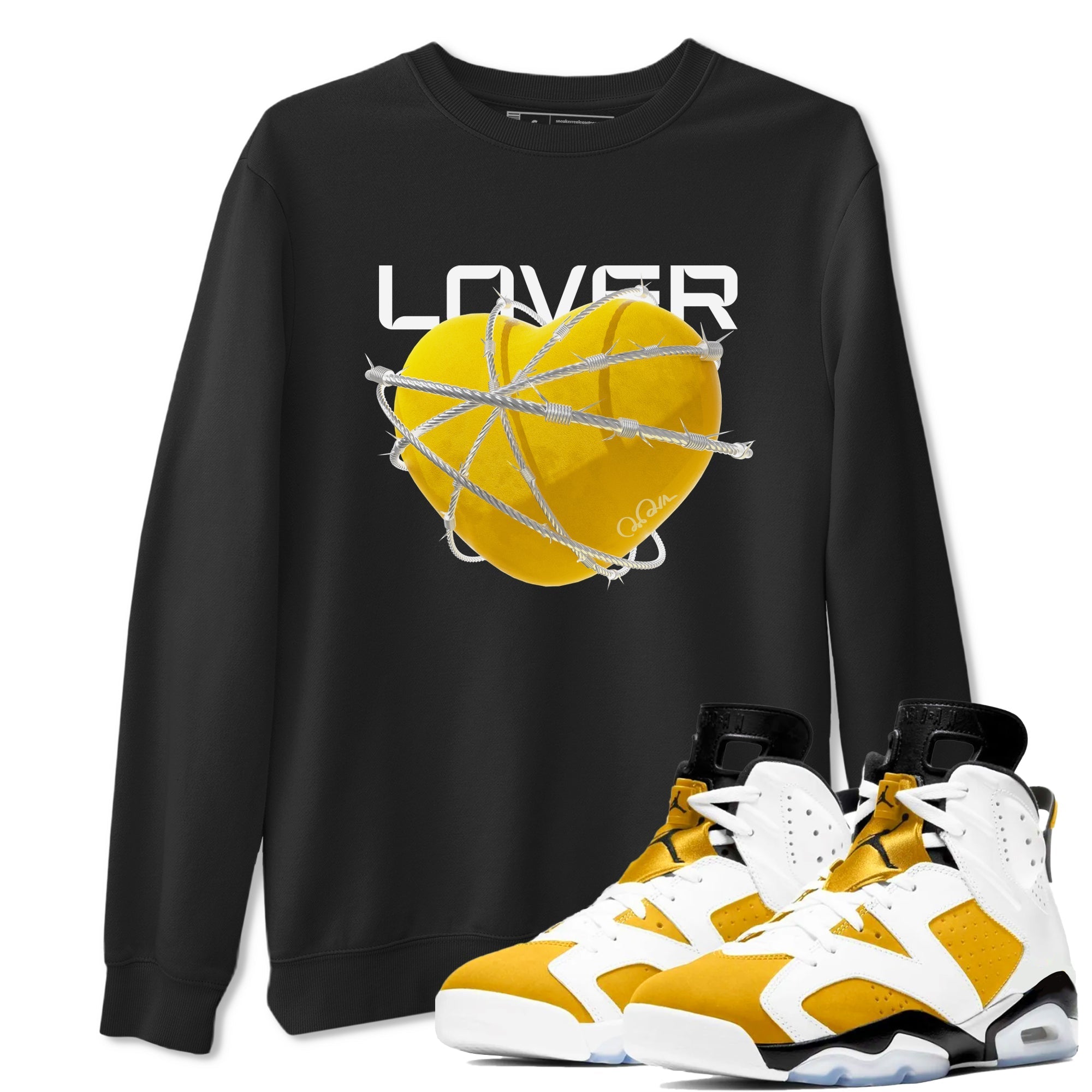 6s Yellow Ochre shirt to match jordans Heart Lover sneaker tees streetwear brand Air Jordan 6 Yellow Ochre Drip Gear Zone Brand Unisex Black 1 T-Shirt