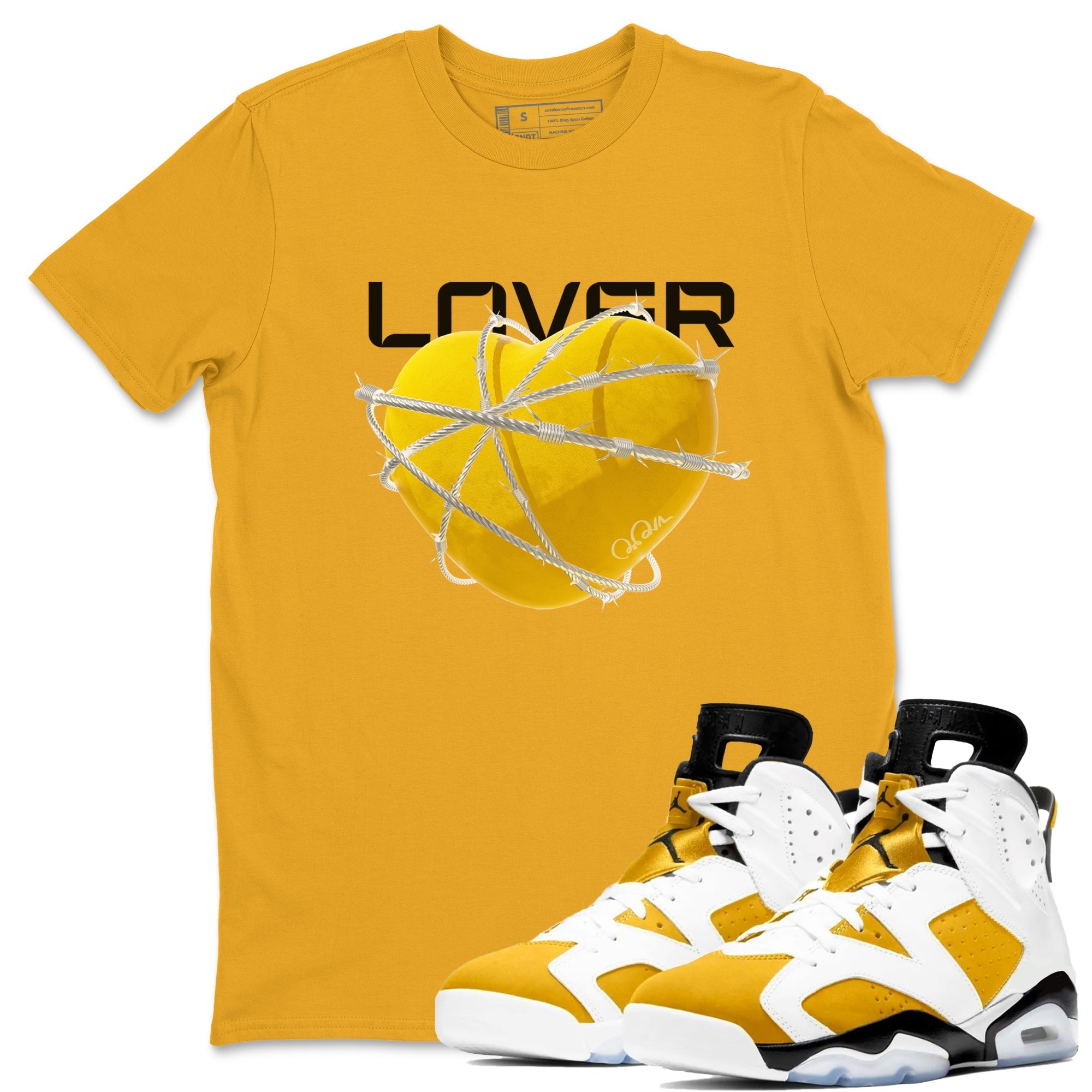 6s Yellow Ochre shirt to match jordans Heart Lover sneaker tees streetwear brand Air Jordan 6 Yellow Ochre Drip Gear Zone Brand Unisex Gold 1 T-Shirt