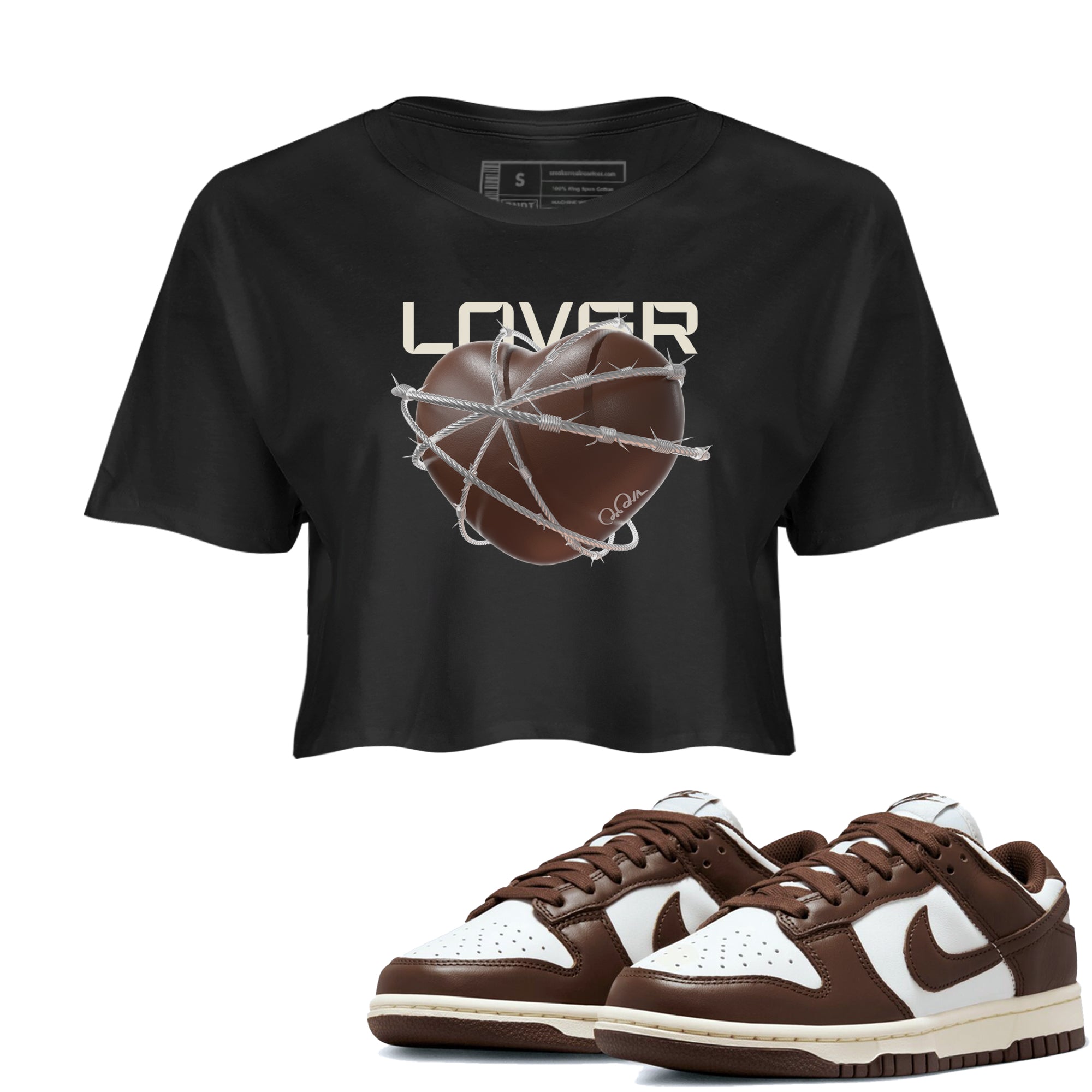 Dunk Cacao Wow shirt to match jordans Heart Lover sneaker match tees Nike Dunk Cacao Wow Drip Gear Zone Black 1 Crop T-Shirt