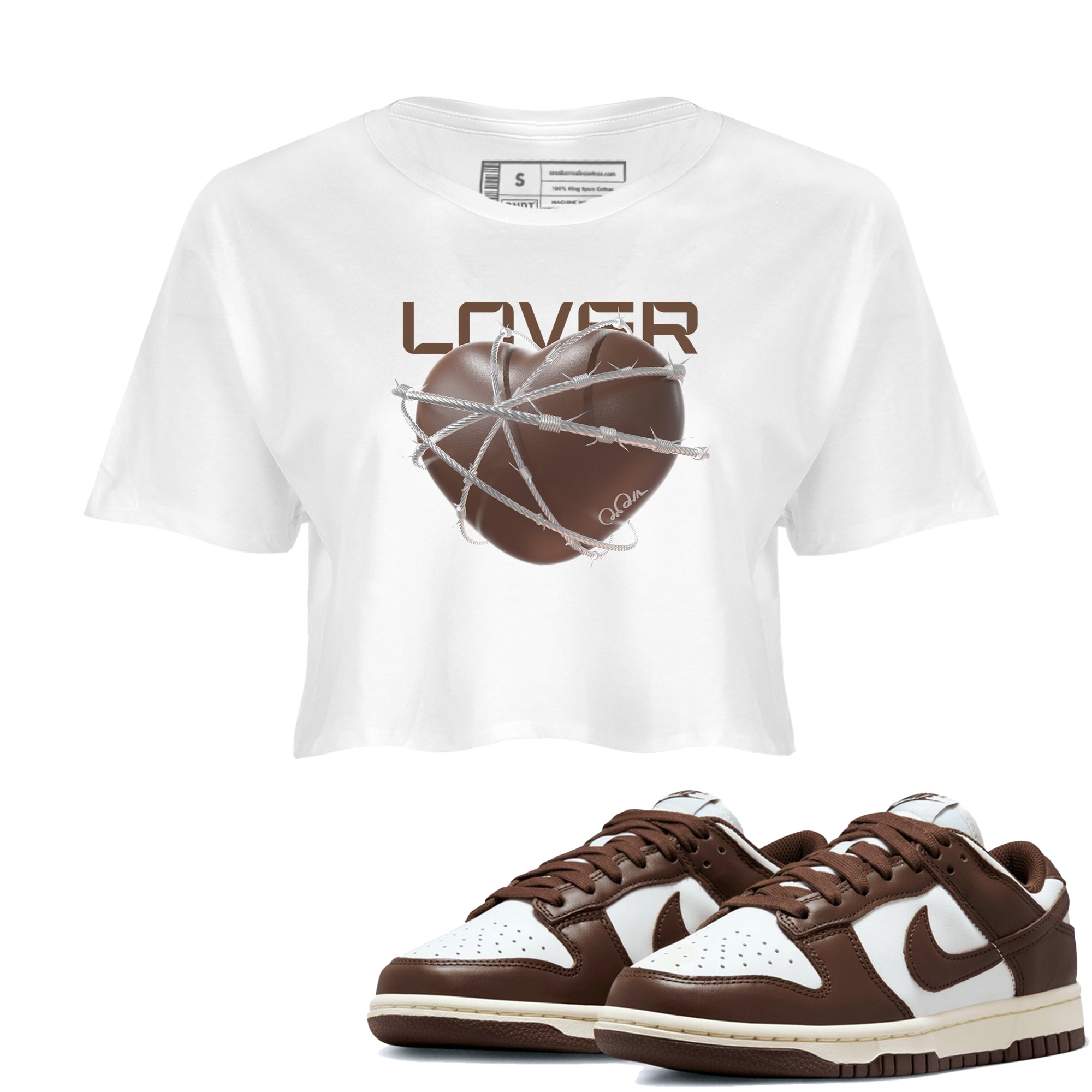 Dunk Cacao Wow shirt to match jordans Heart Lover sneaker match tees Nike Dunk Cacao Wow Drip Gear Zone White 1 Crop T-Shirt