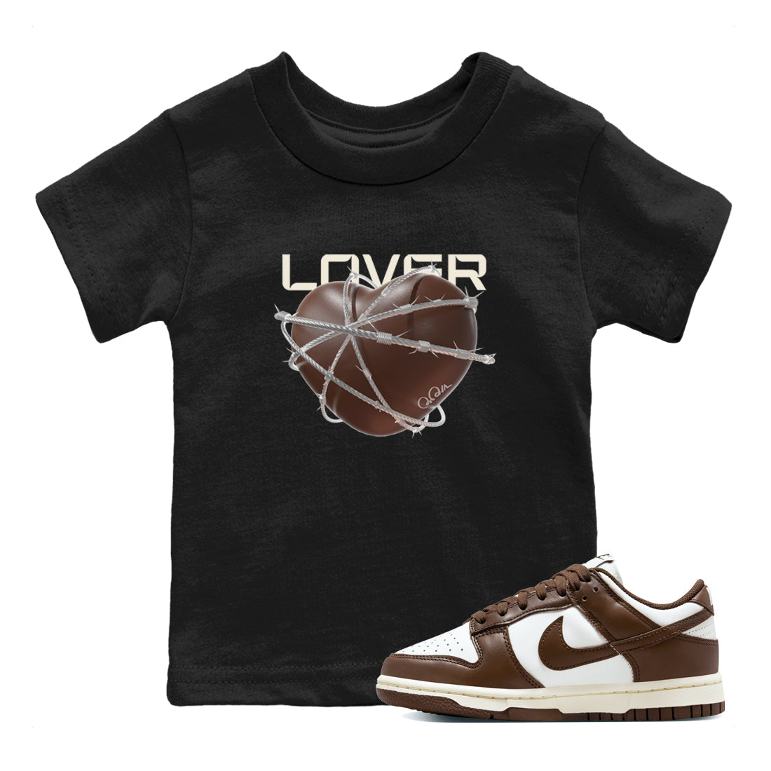 Dunk Cacao Wow shirt to match jordans Heart Lover sneaker match tees Nike Dunk Cacao Wow Drip Gear Zone Baby Toddler Black 1 T-Shirt
