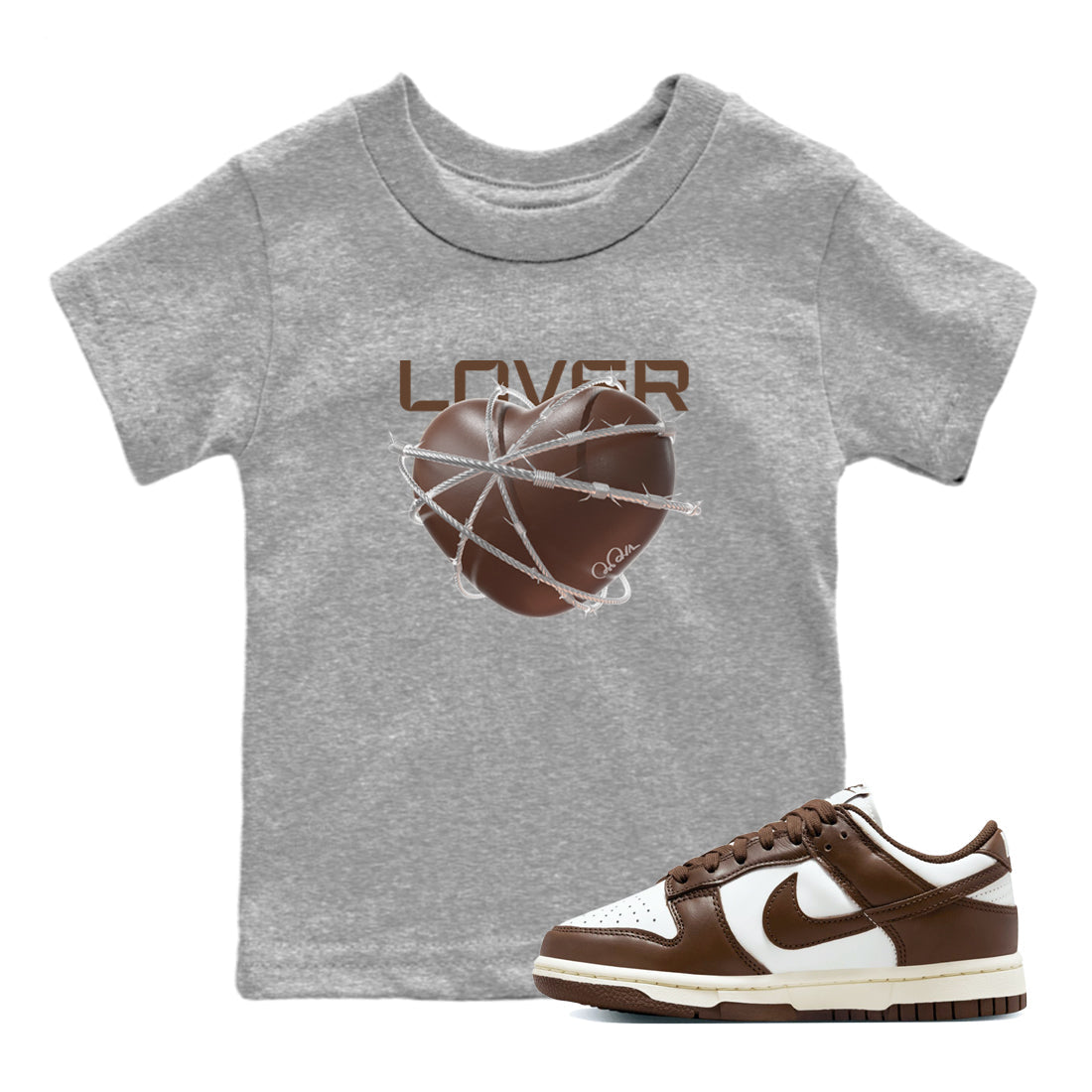 Dunk Cacao Wow shirt to match jordans Heart Lover sneaker match tees Nike Dunk Cacao Wow Drip Gear Zone Baby Toddler Heather Grey 1 T-Shirt