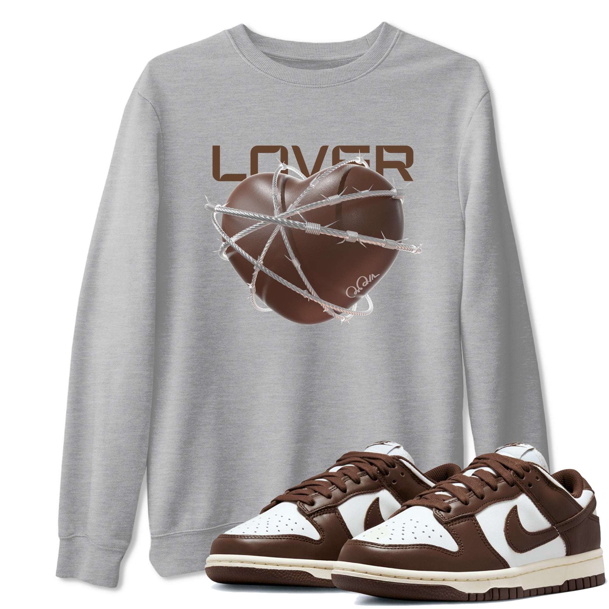 Dunk Cacao Wow shirt to match jordans Heart Lover sneaker match tees Nike Dunk Cacao Wow Drip Gear Zone Unisex Heather Grey 1 T-Shirt