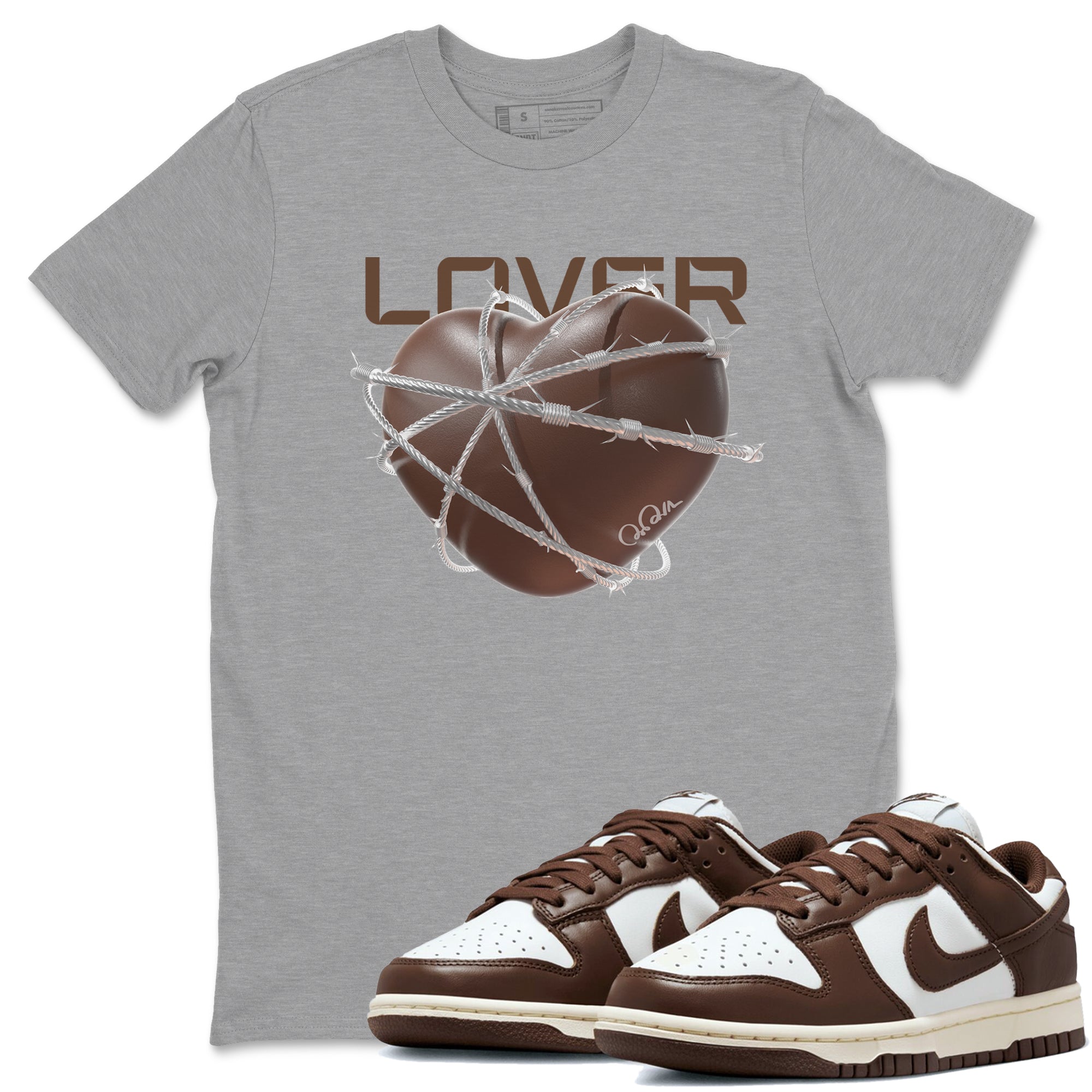 Dunk Cacao Wow shirt to match jordans Heart Lover sneaker match tees Nike Dunk Cacao Wow Drip Gear Zone Unisex Heather Grey 1 T-Shirt