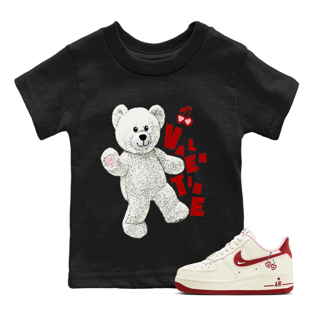 Air Force 1 Valentines Day Sneaker Match Tees Hello Bear Sneaker Tees Air Force 1 Valentines Day Jordan to match sneaker T-Shirt Kids Shirts