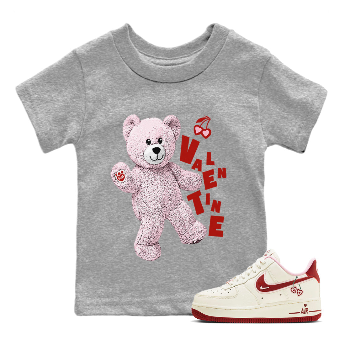 Air Force 1 Valentines Day Sneaker Match Tees Hello Bear Sneaker Tees Air Force 1 Valentines Day Jordan to match sneaker T-Shirt Kids Shirts