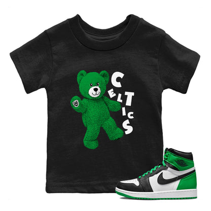 Air Jordan 1 Celtics Sneaker Match Tees Hello Bear Streetwear Sneaker Shirt Air Jordan 1 Lucky Green Celtics Tees Kids Shirts Black 1