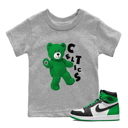 Air Jordan 1 Celtics Sneaker Match Tees Hello Bear Streetwear Sneaker Shirt Air Jordan 1 Lucky Green Celtics Tees Kids Shirts Heather Grey 1