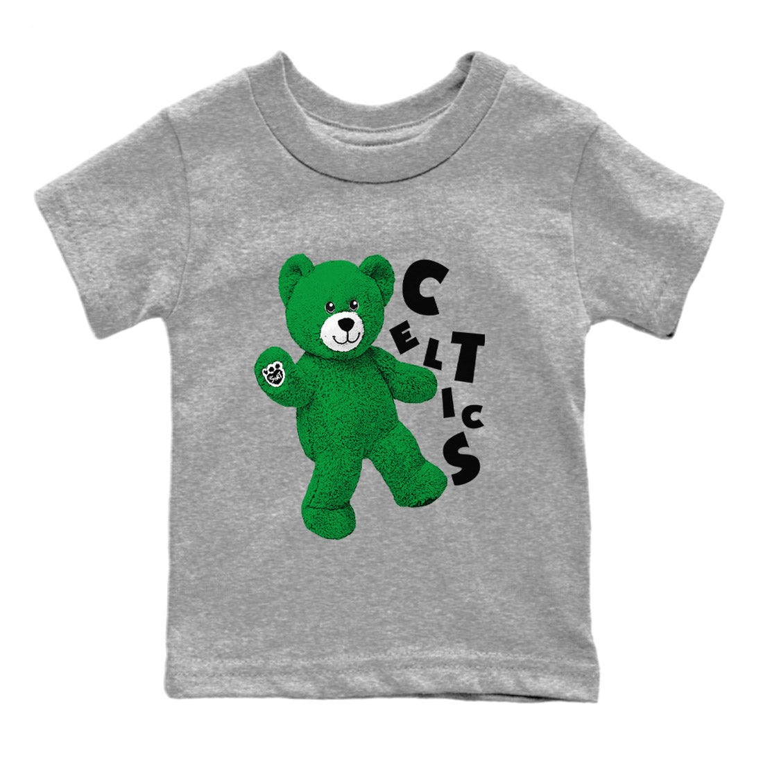 Air Jordan 1 Celtics Sneaker Match Tees Hello Bear Streetwear Sneaker Shirt Air Jordan 1 Lucky Green Celtics Tees Kids Shirts Heather Grey 2